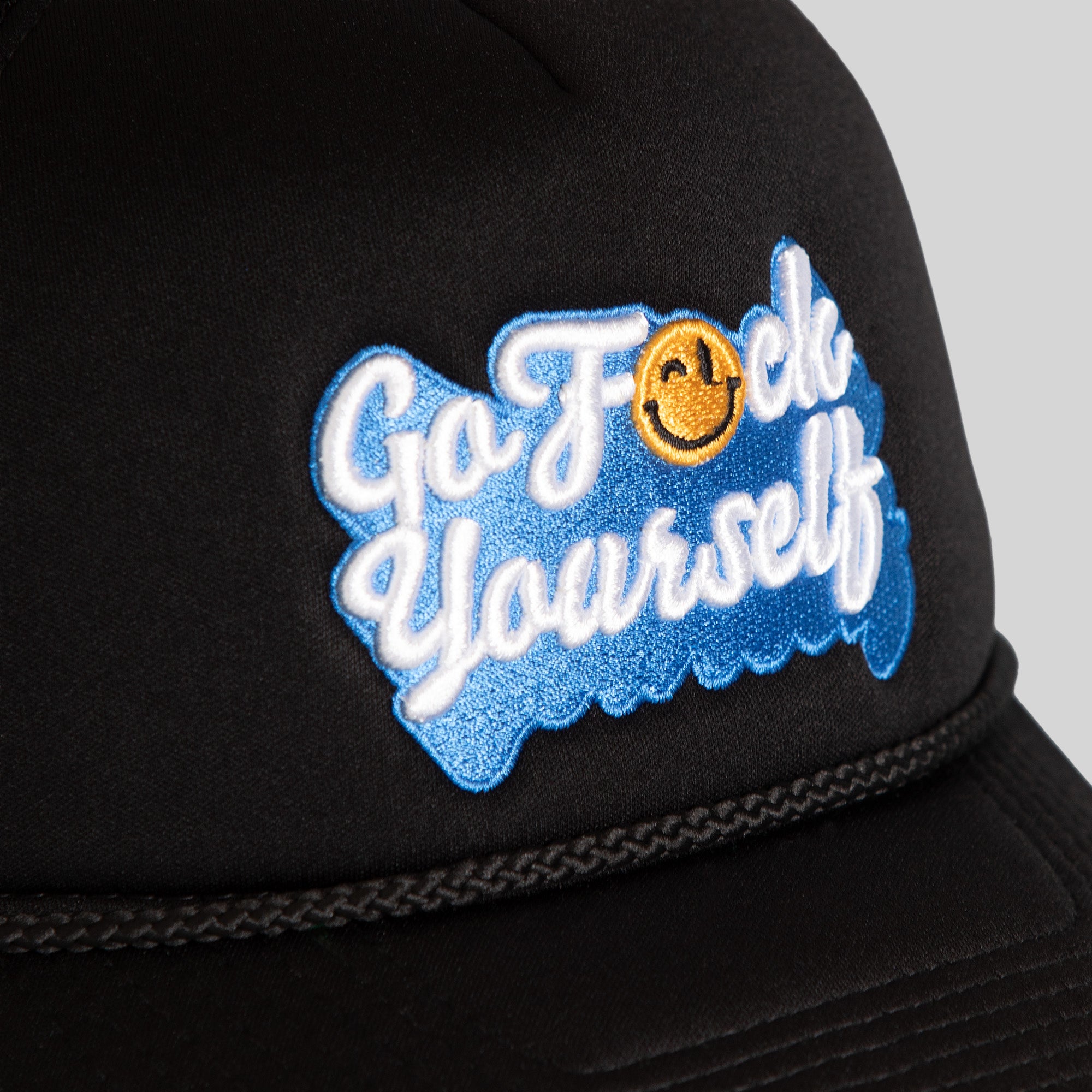 GO F*CK YOURSELF BLACK TRUCKER HAT