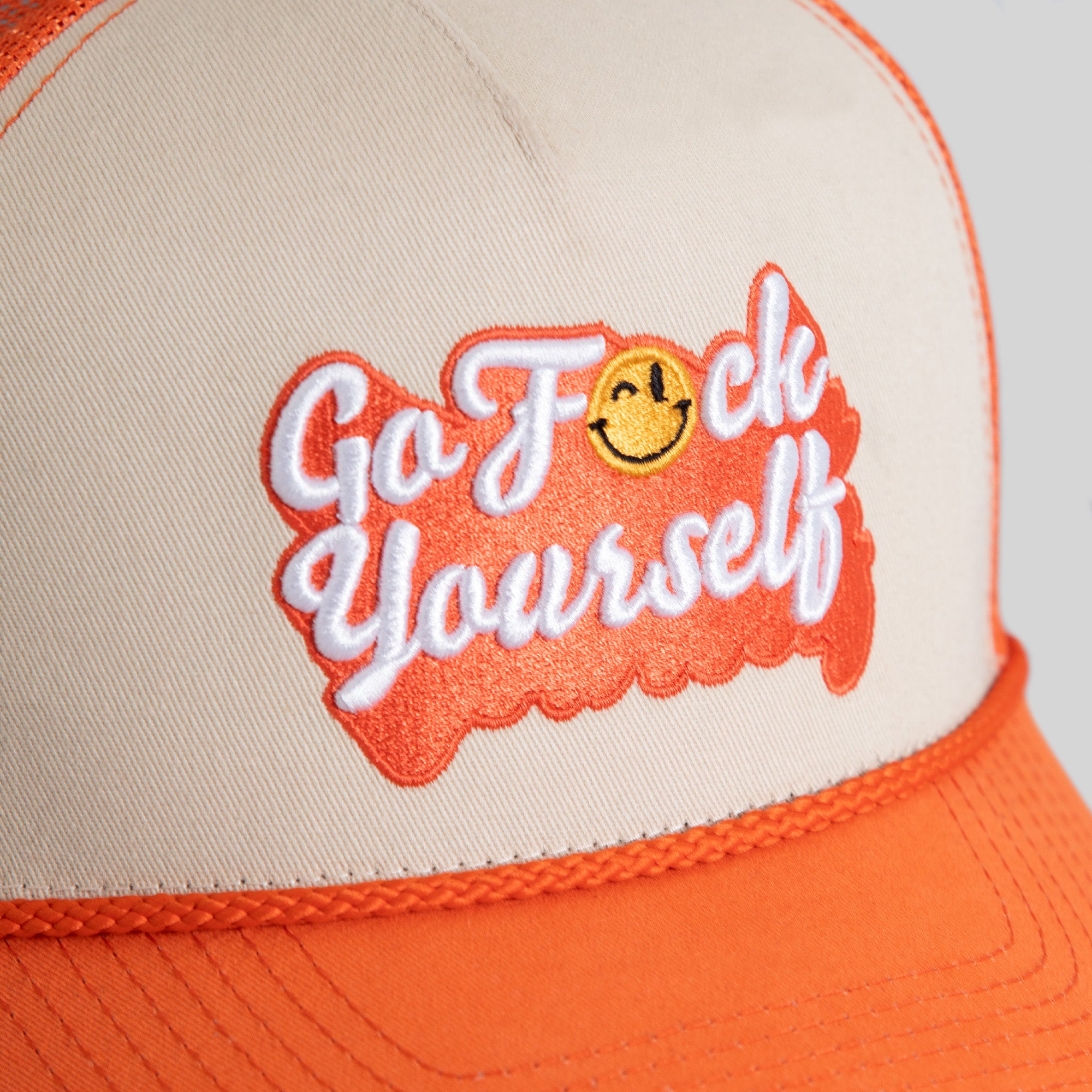 GO F*CK YOURSELF SAND CLAY TWILL MESH TRUCKER
