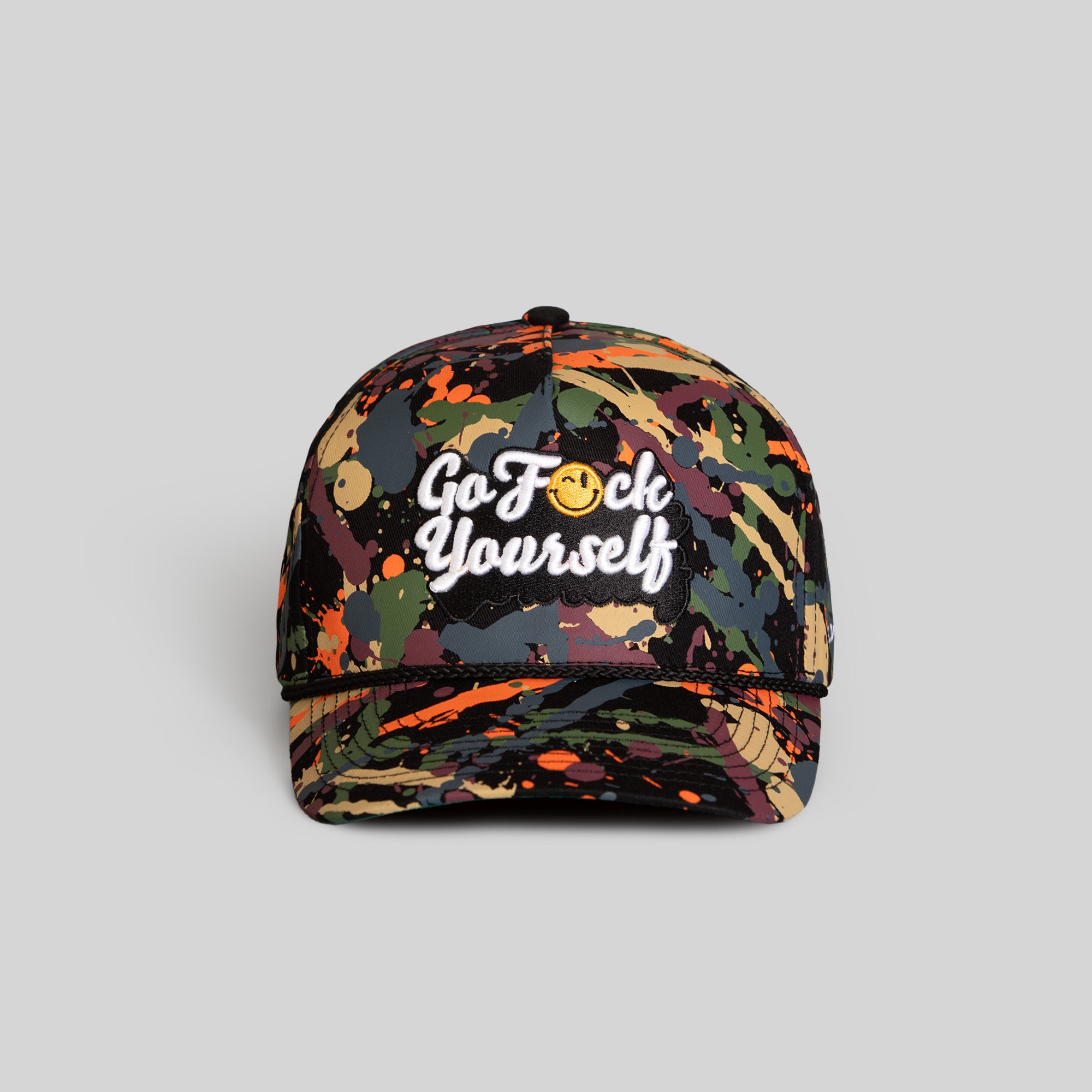 GO F*CK YOURSELF BLACK SPLATTER TWILL TRUCKER