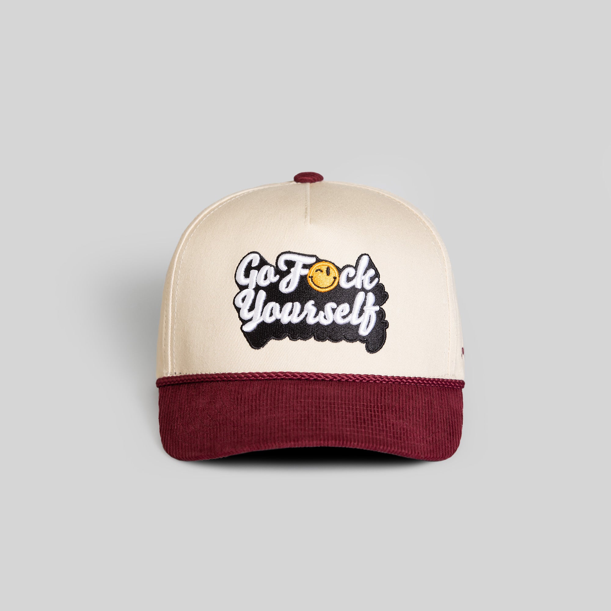 GO F*CK YOURSELF SAND BORDEAUX TWILL CORDUROY TRUCKER