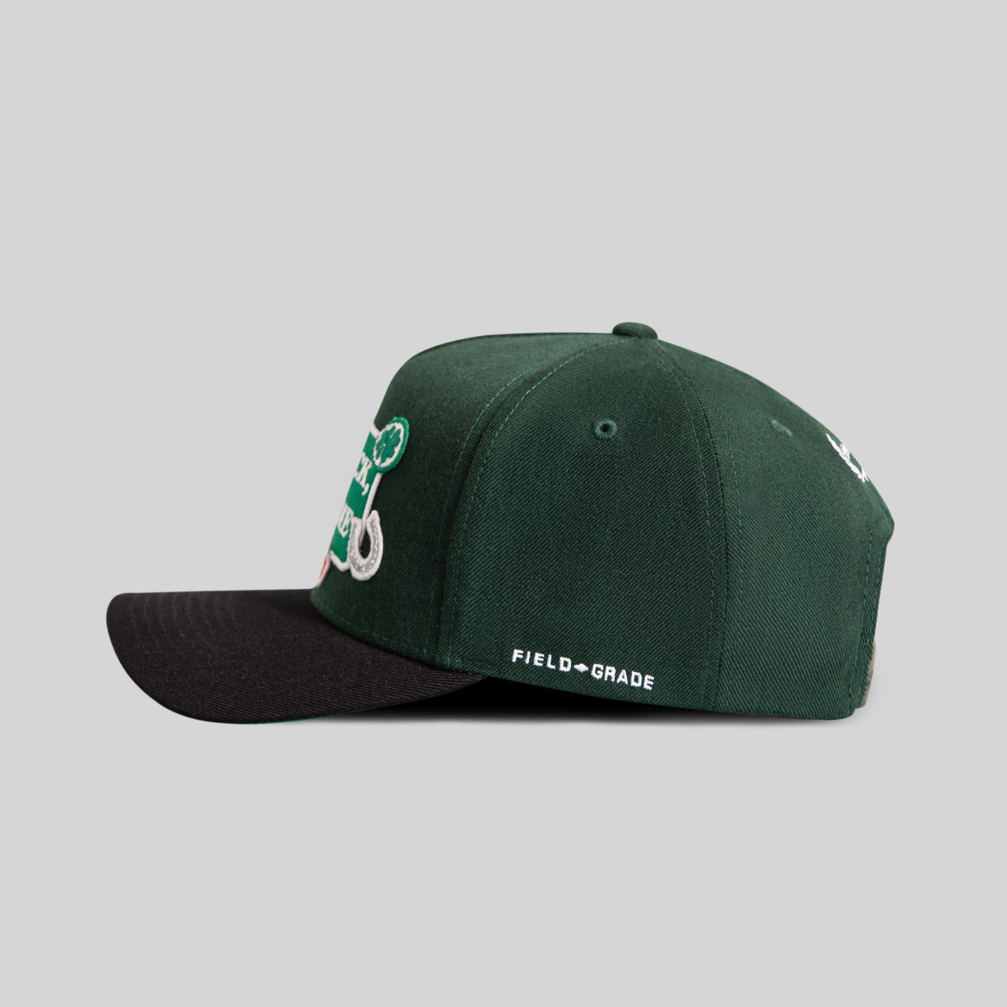 GOOD LUCK DON'T DIE EMERALD BLACK WOOL TRUCKER