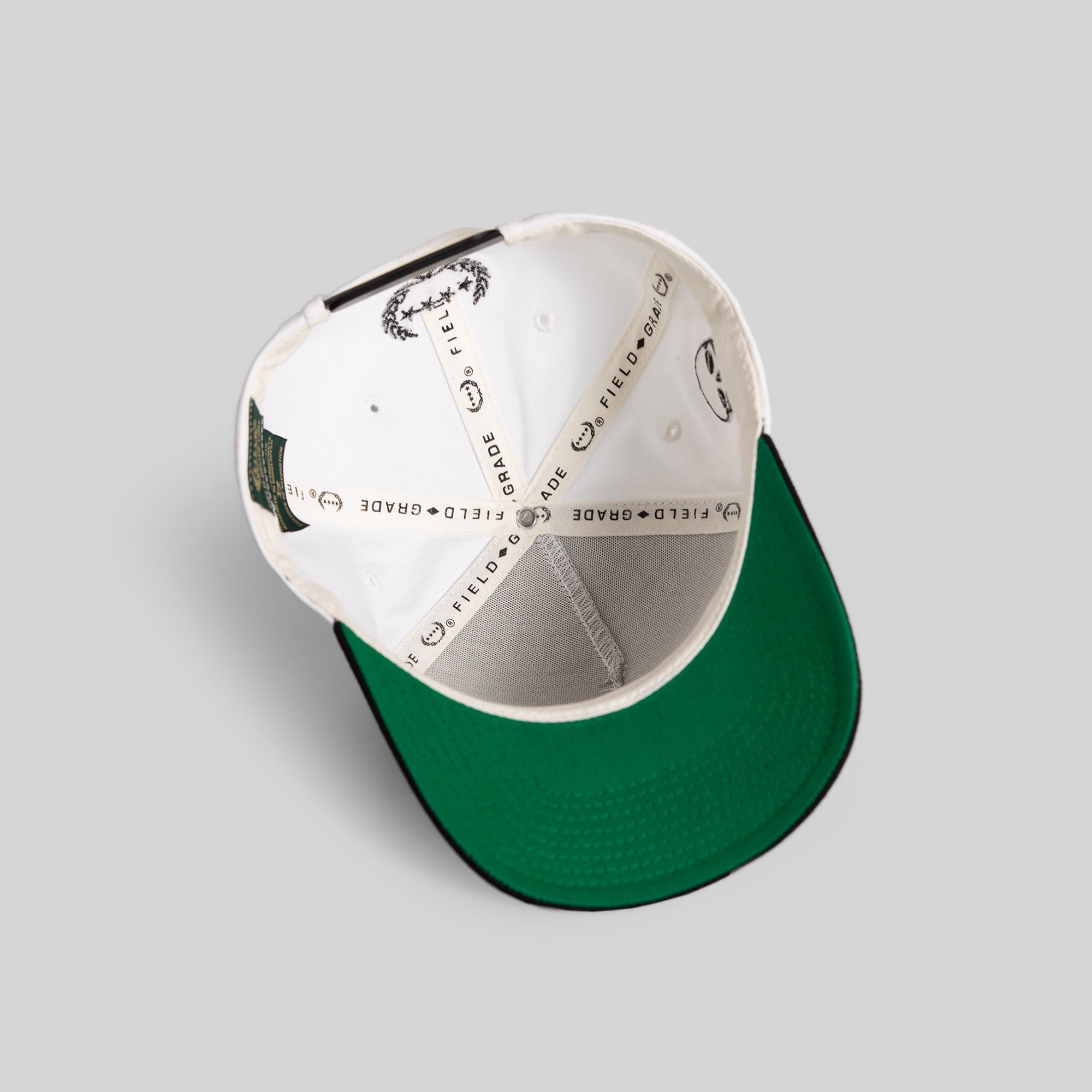 GOOD LUCK DON'T DIE OFF WHITE BLACK WOOL TRUCKER