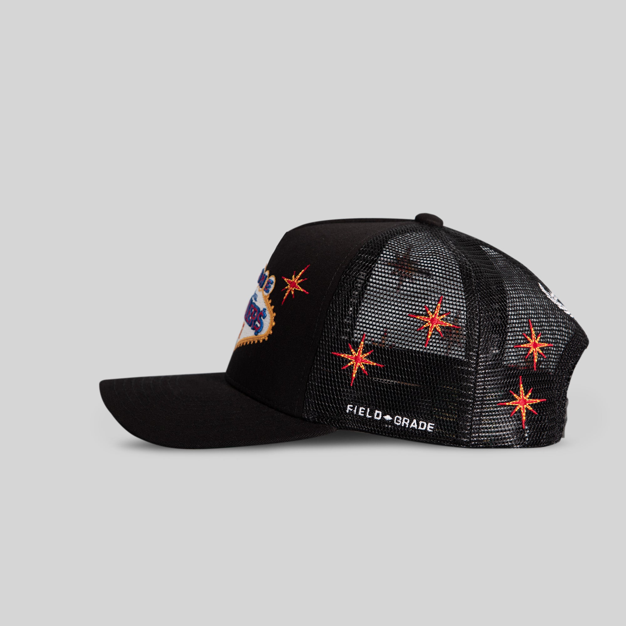 HIGH ROLLERS BLACK TWILL MESH TRUCKER