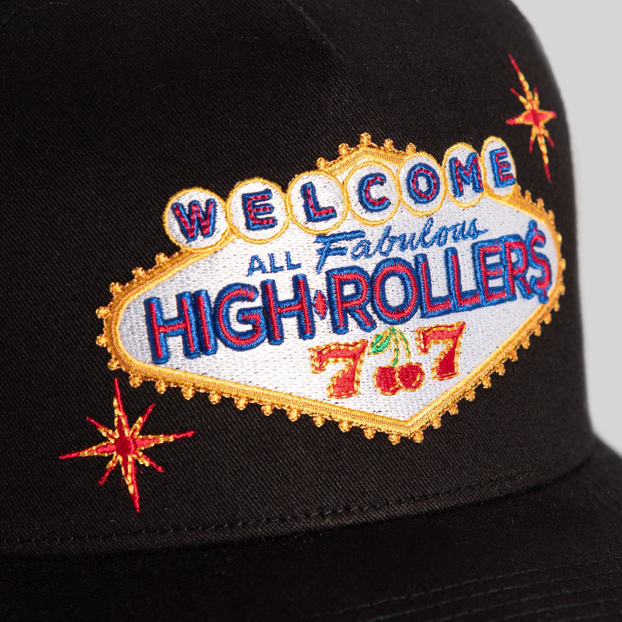 HIGH ROLLERS BLACK TWILL MESH TRUCKER