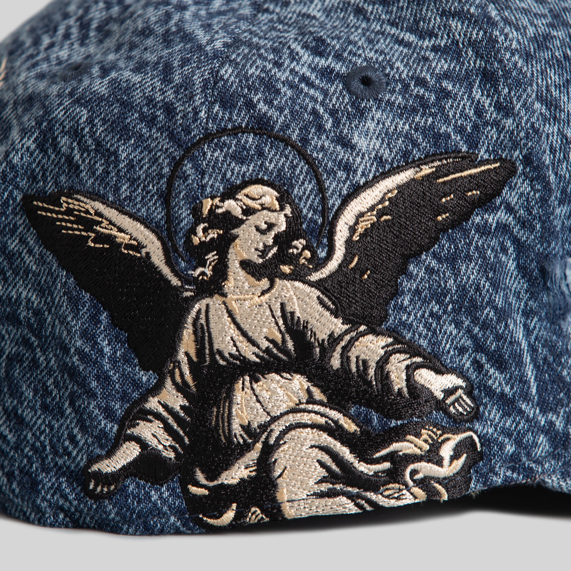 HOLY GRAIL BLUE DISTRESSED DENIM TRUCKER