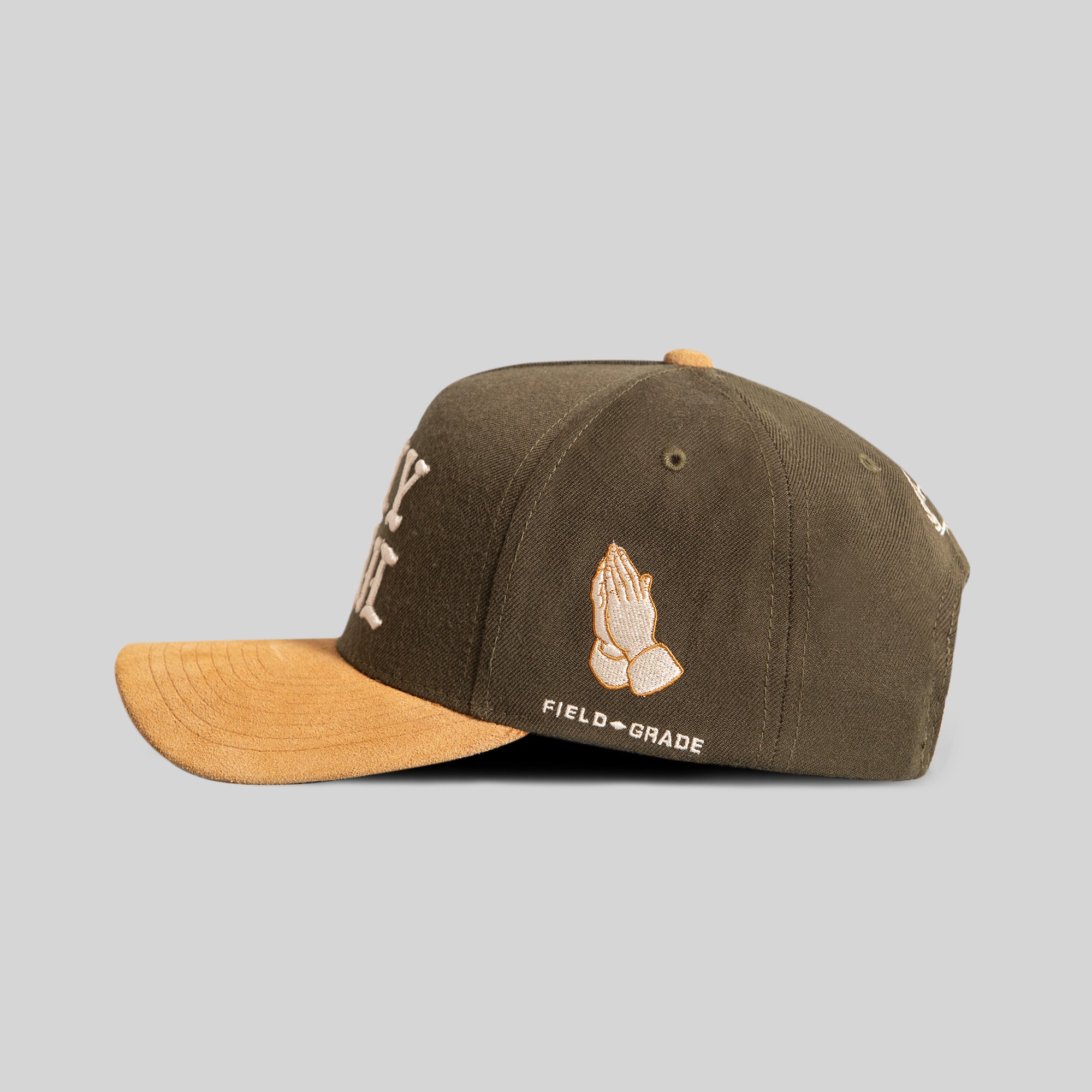 HOLY GRAIL OLIVE WHEAT WOOL SUEDE TRUCKER