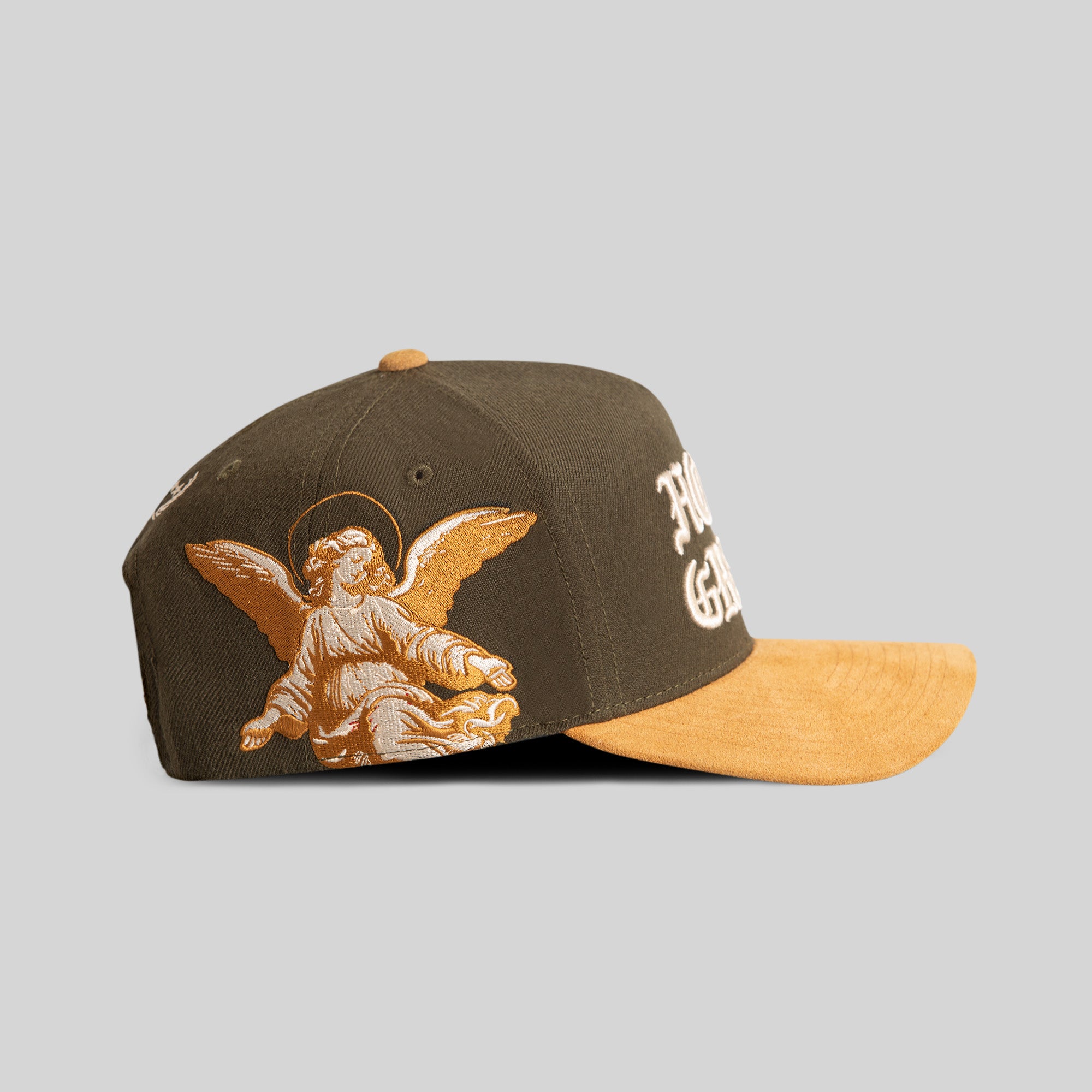 HOLY GRAIL OLIVE WHEAT WOOL SUEDE TRUCKER