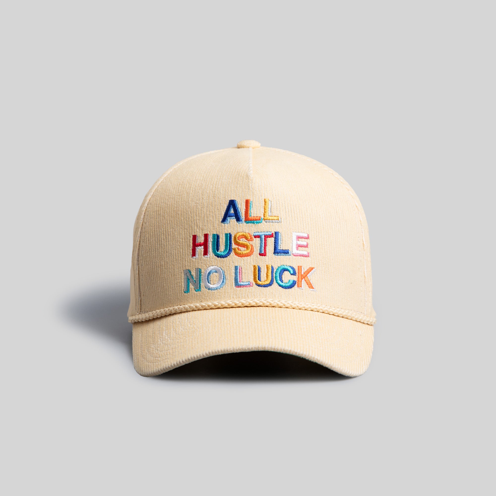 ALL HUSTLE NO LUCK SAND CORDUROY TRUCKER HAT