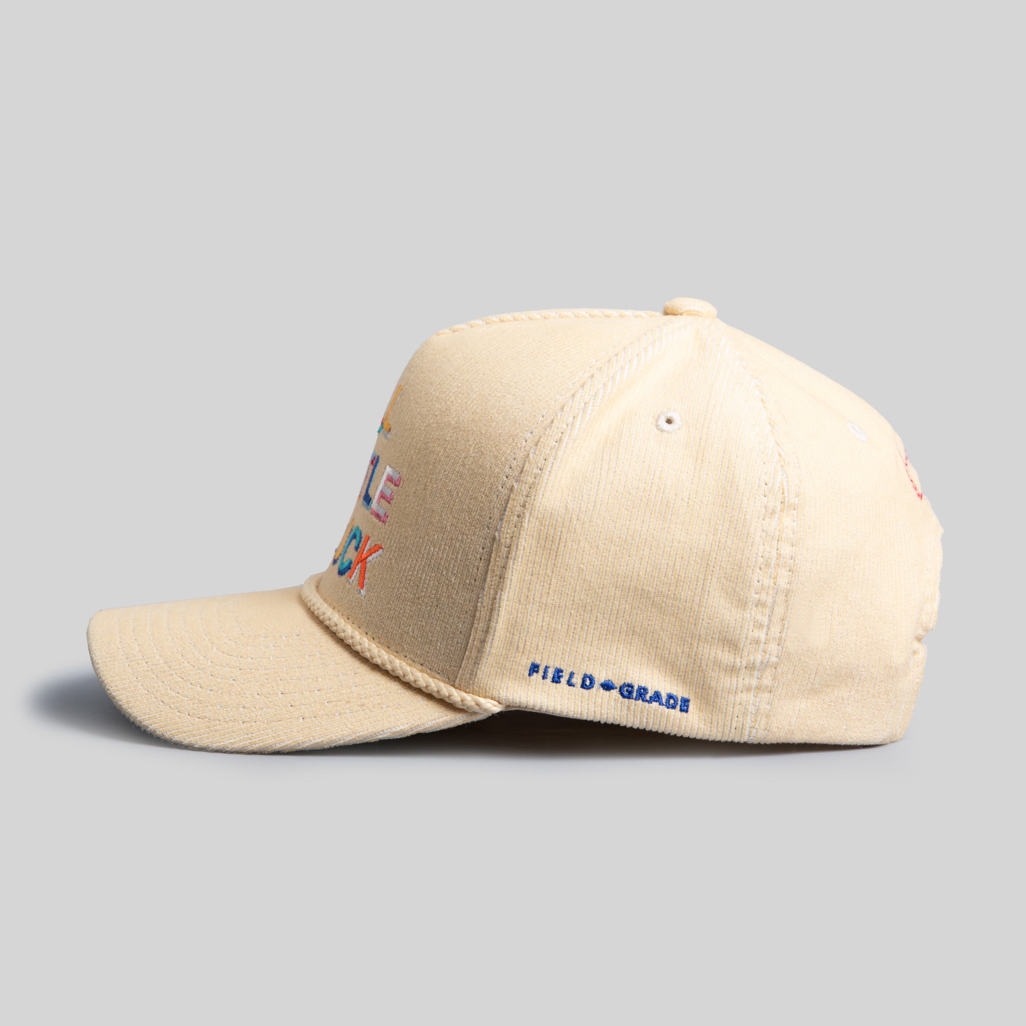 ALL HUSTLE NO LUCK SAND CORDUROY TRUCKER HAT