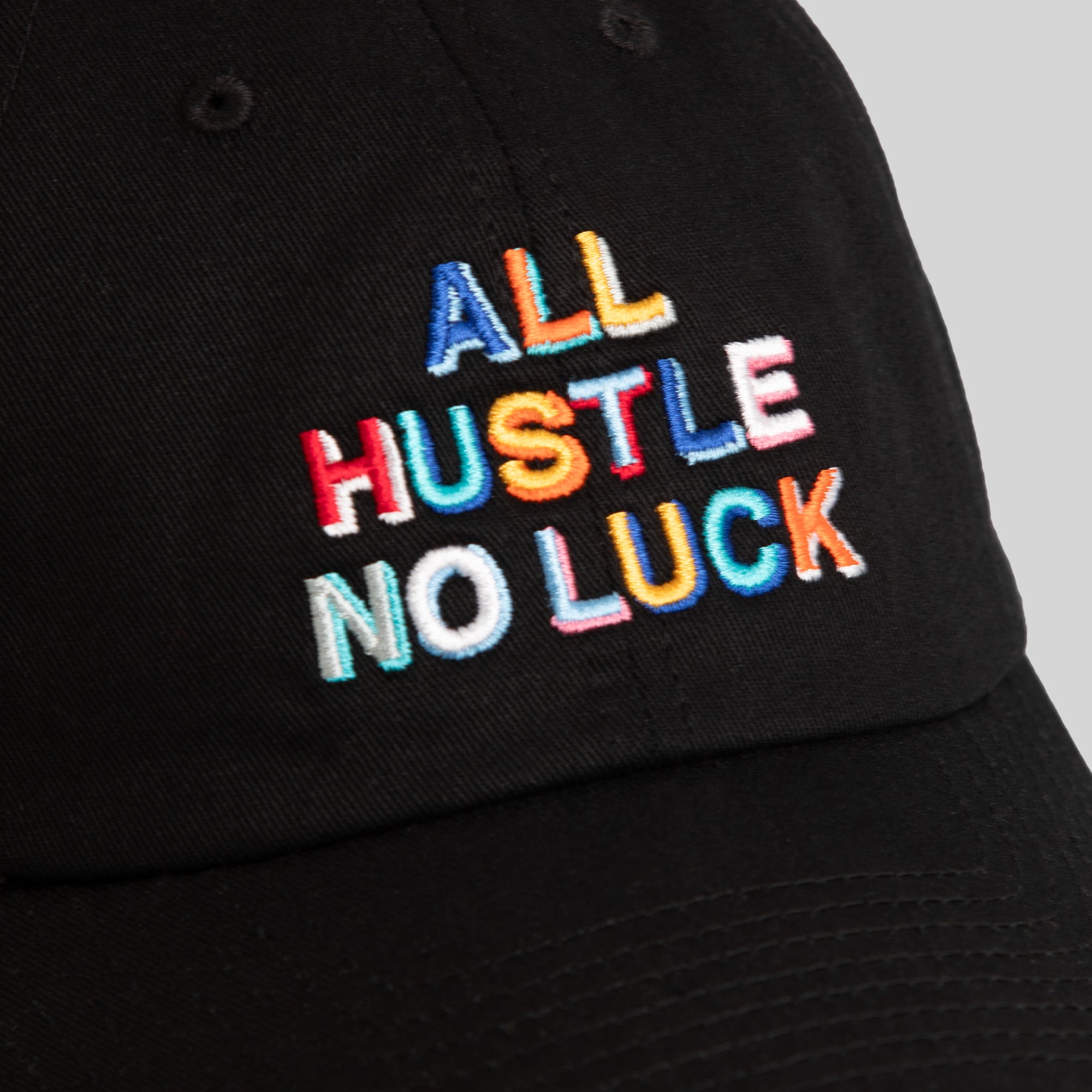 ALL HUSTLE NO LUCK BLACK RELAXED FIT HAT