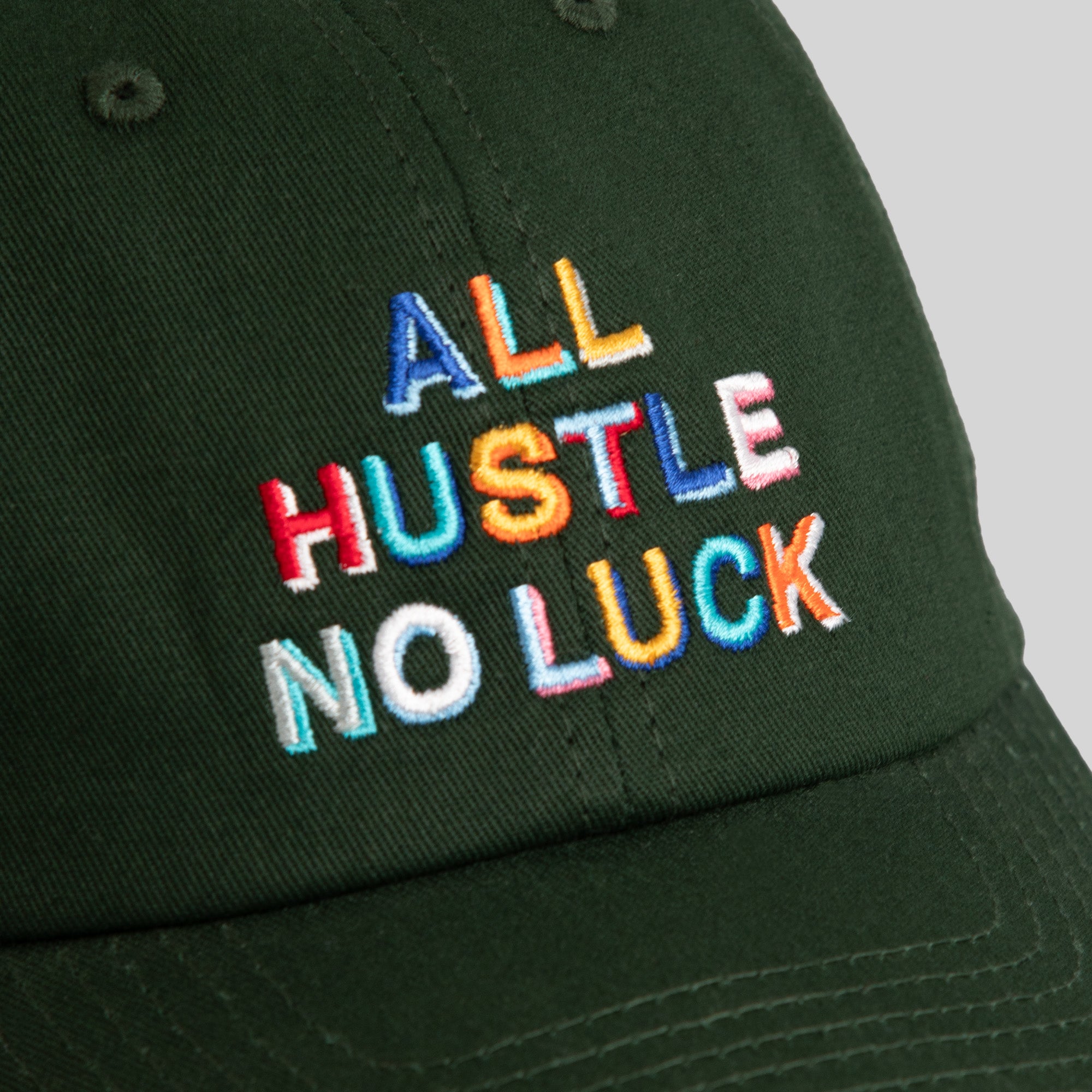 ALL HUSTLE NO LUCK FG GREEN RELAXED FIT HAT