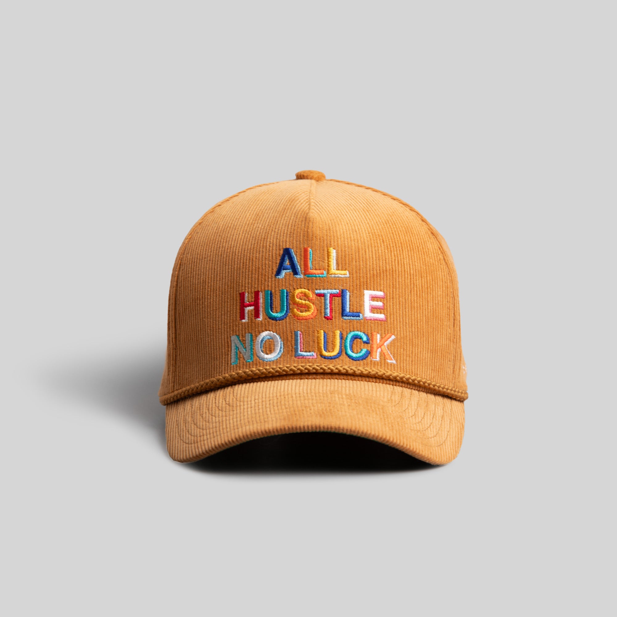 ALL HUSTLE NO LUCK WHEAT CORDUROY TRUCKER HAT