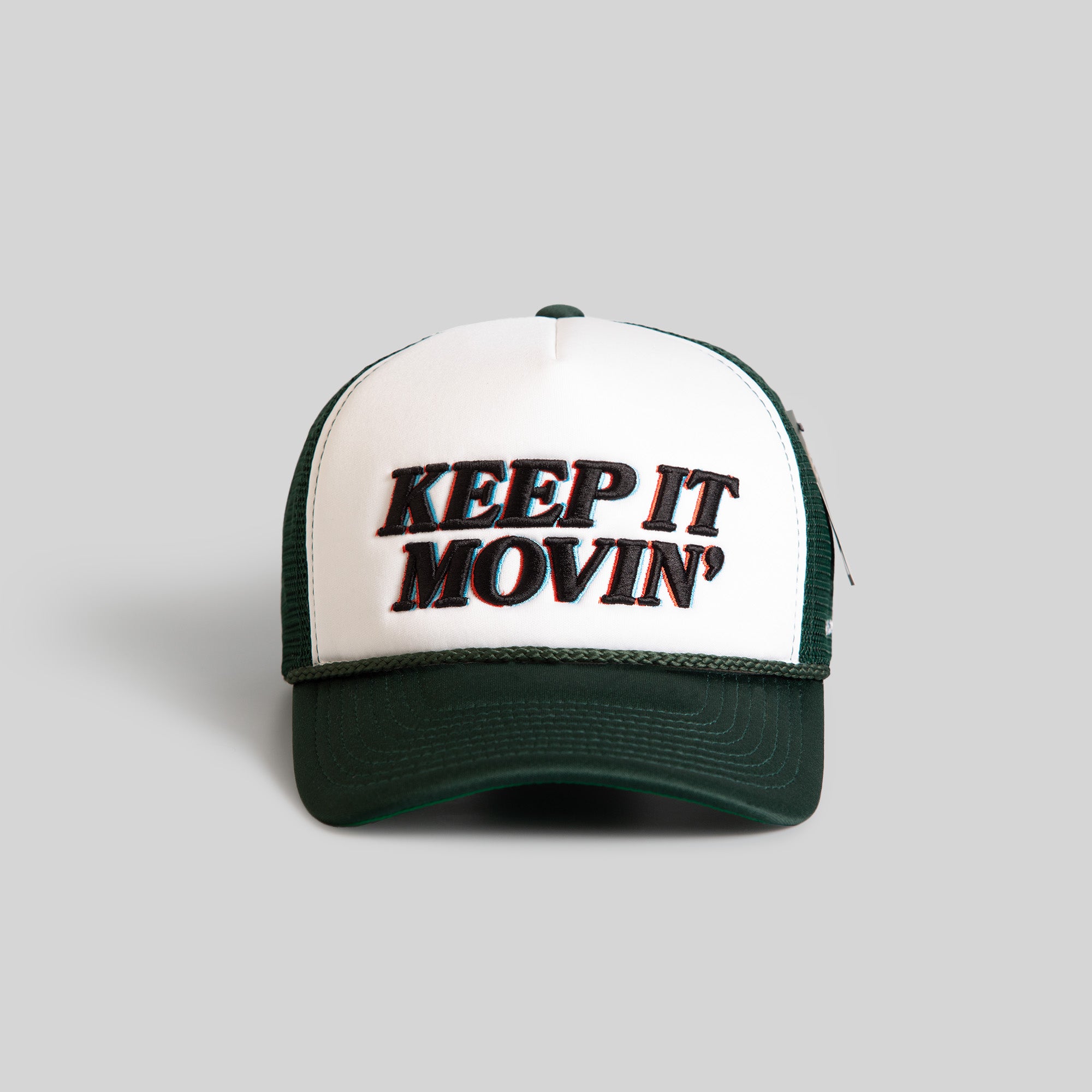 KEEP IT MOVIN' WHITE FG GREEN TRUCKER HAT