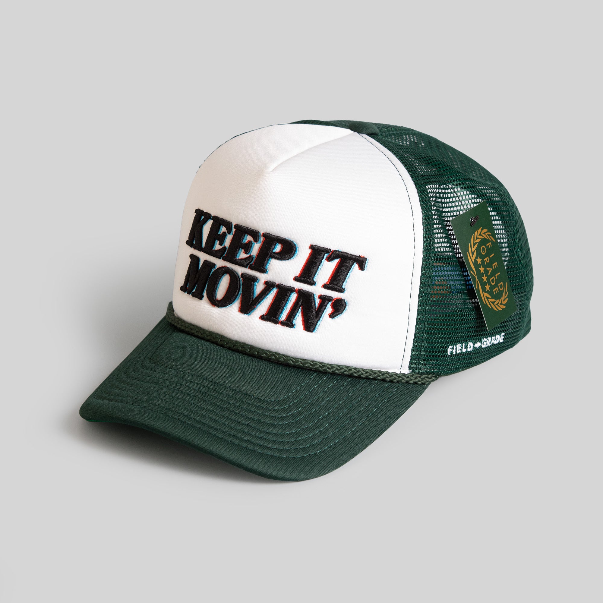 KEEP IT MOVIN' WHITE FG GREEN TRUCKER HAT