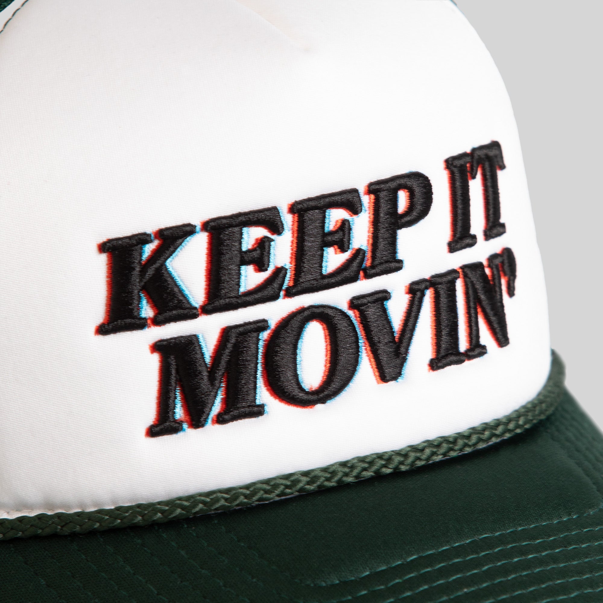 KEEP IT MOVIN' WHITE FG GREEN TRUCKER HAT