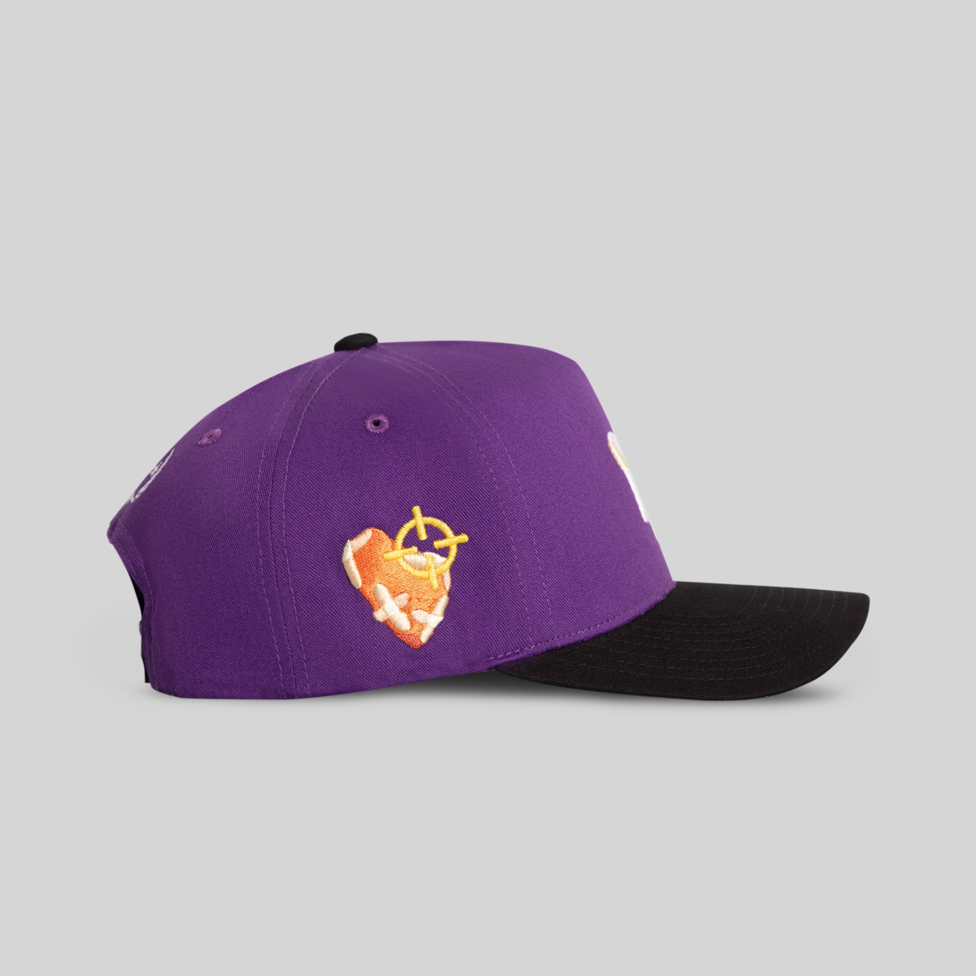 FIELD GRADE X KURVE STUDIO NY IS HEALING PURPLE BLACK TWILL TRUCKER