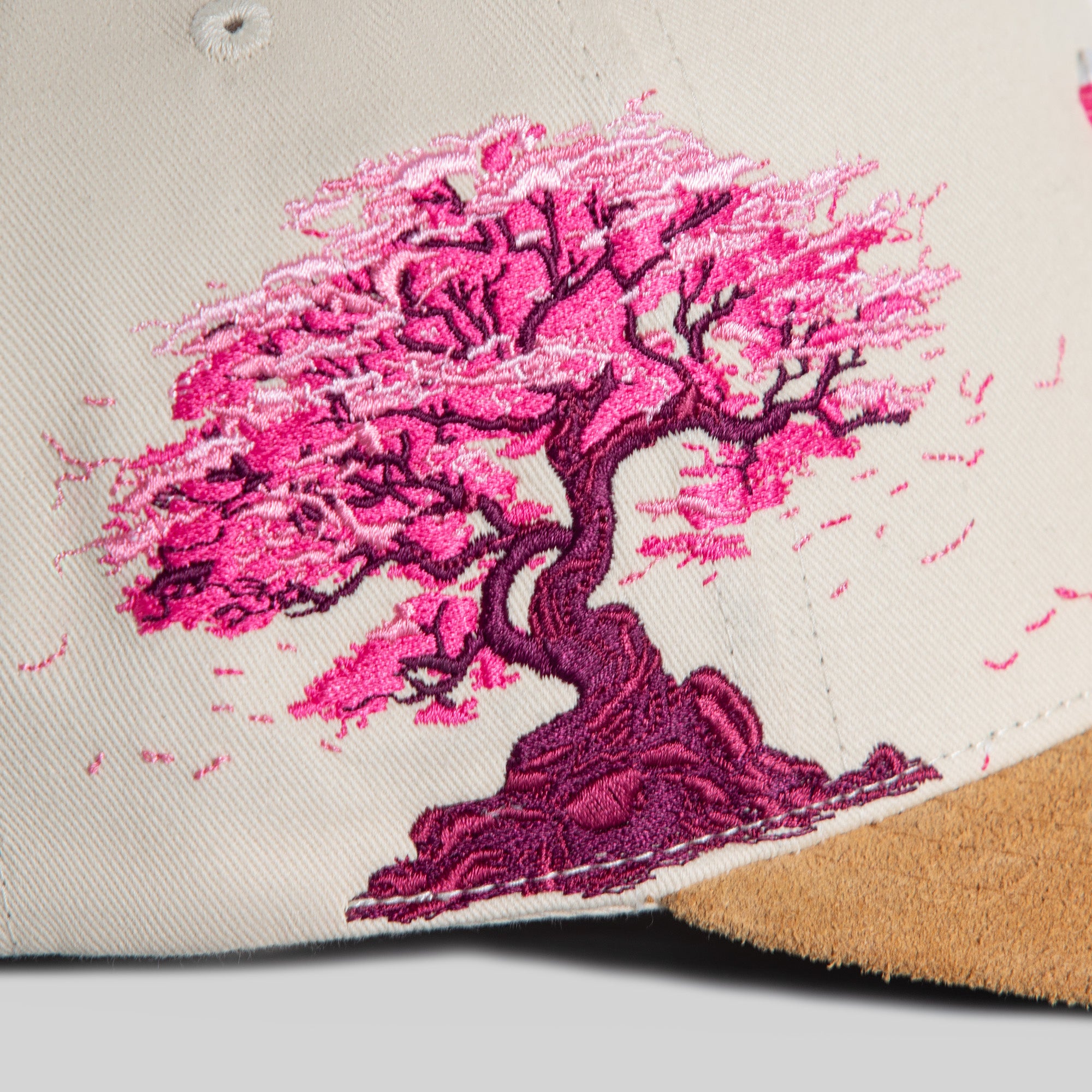 FIELD GRADE X KURVE STUDIO NY IS HEALING CHERRY BLOSSOM TWILL SUEDE TRUCKER