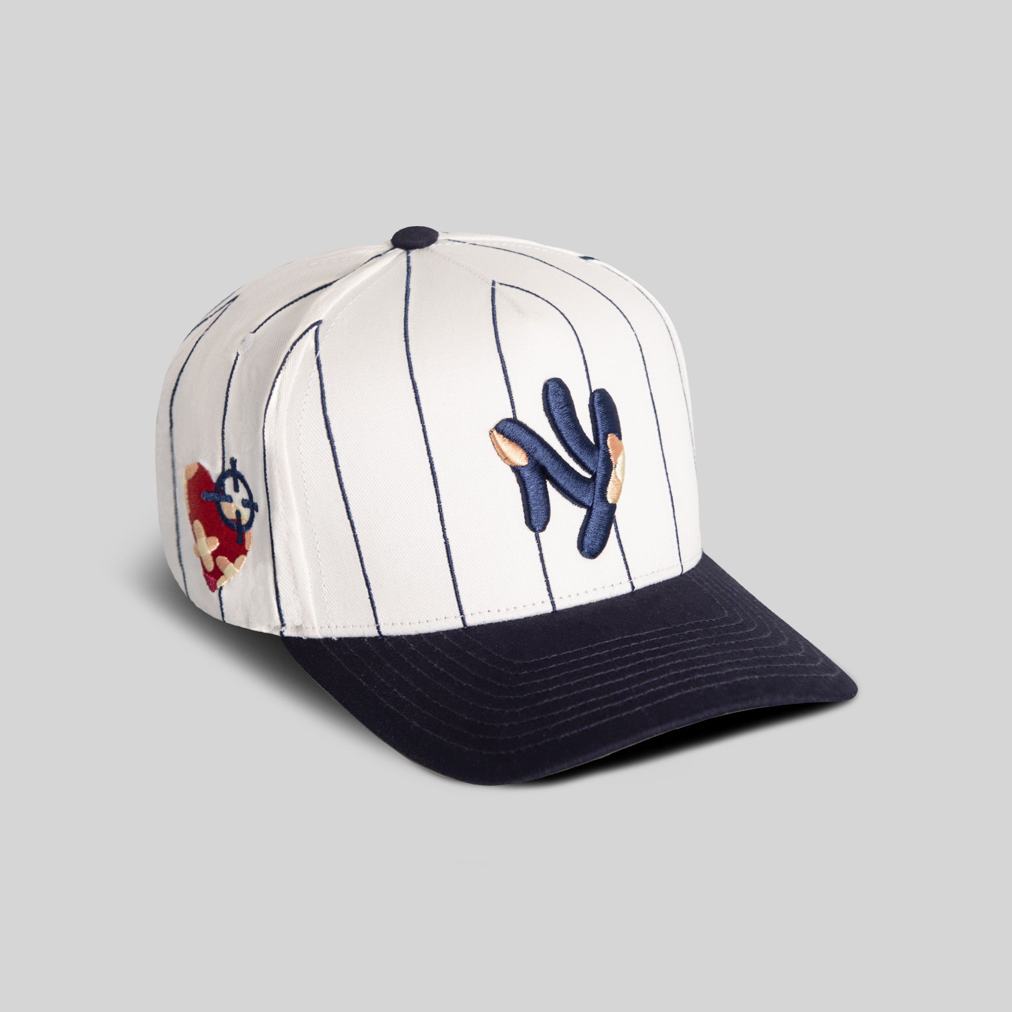 FIELD GRADE X KURVE STUDIO NY IS HEALING PINSTRIPE TWILL TRUCKER