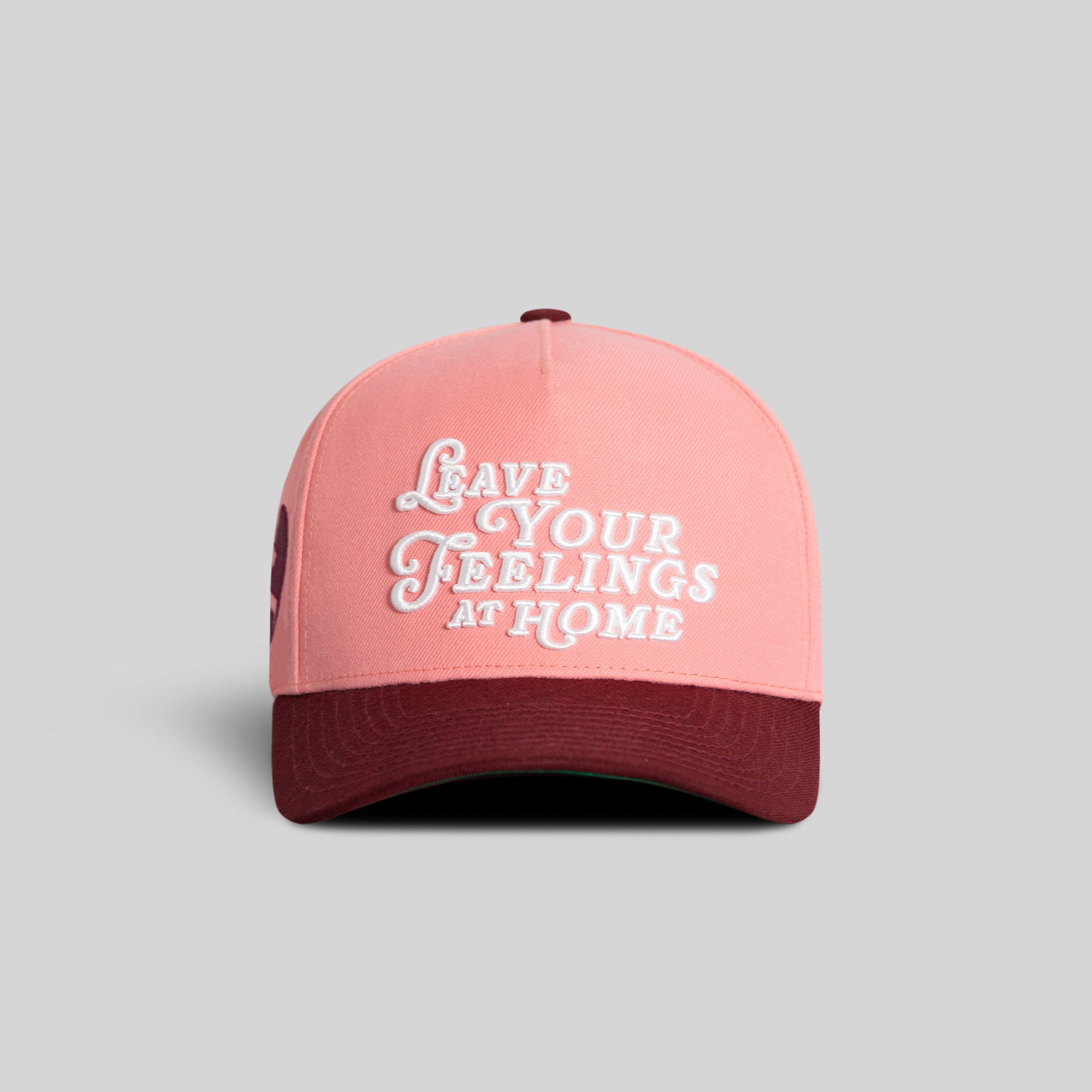 LEAVE YOUR FEELINGS PINK BORDEAUX WOOL TRUCKER
