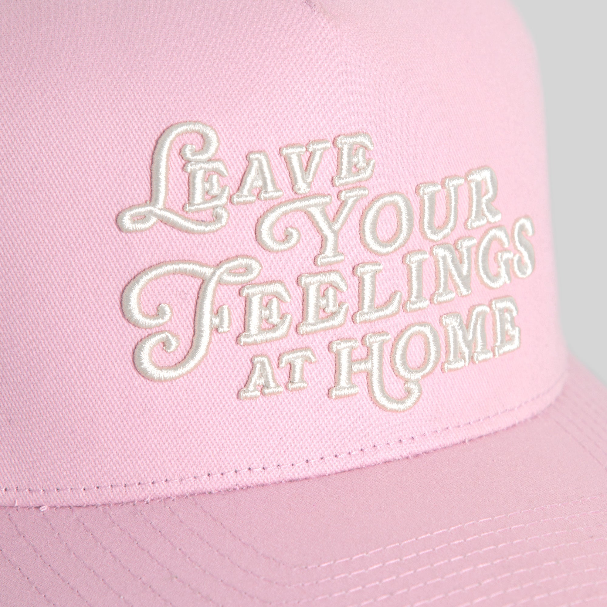 LEAVE YOUR FEELINGS ROSE WOOL TRUCKER