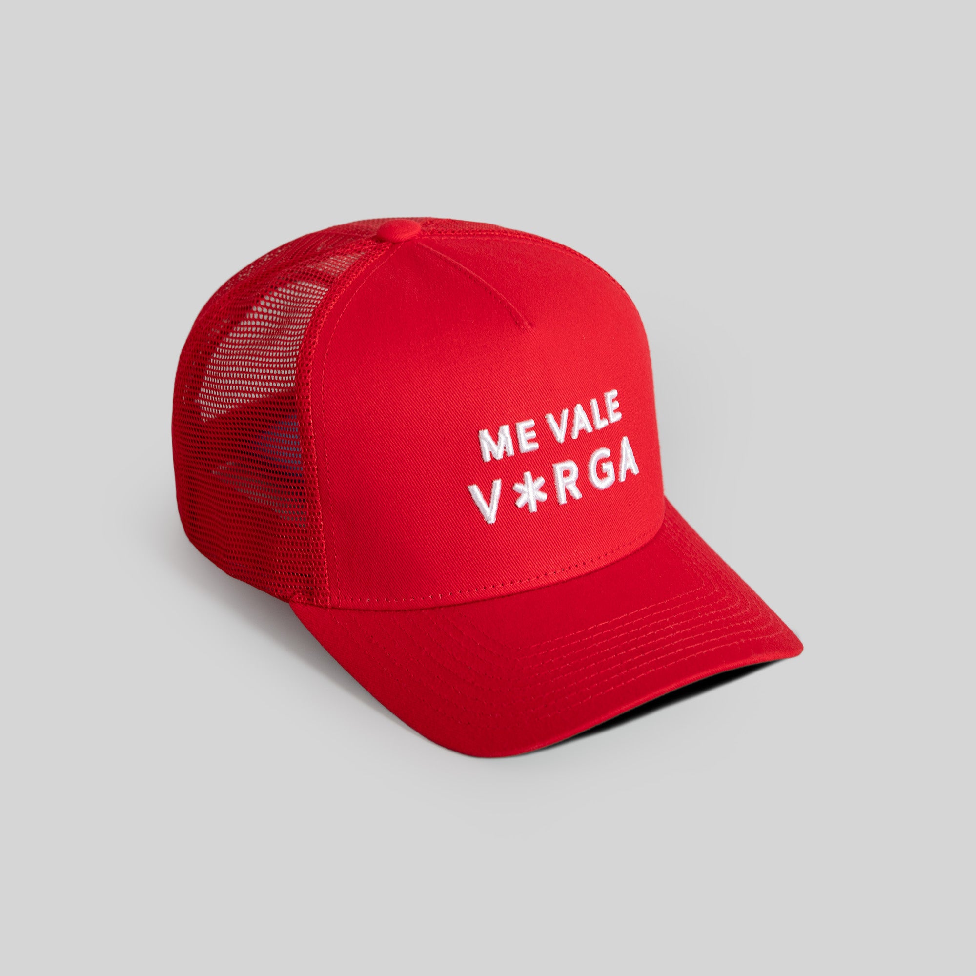 ME VALE VARSITY RED TWILL MESH TRUCKER