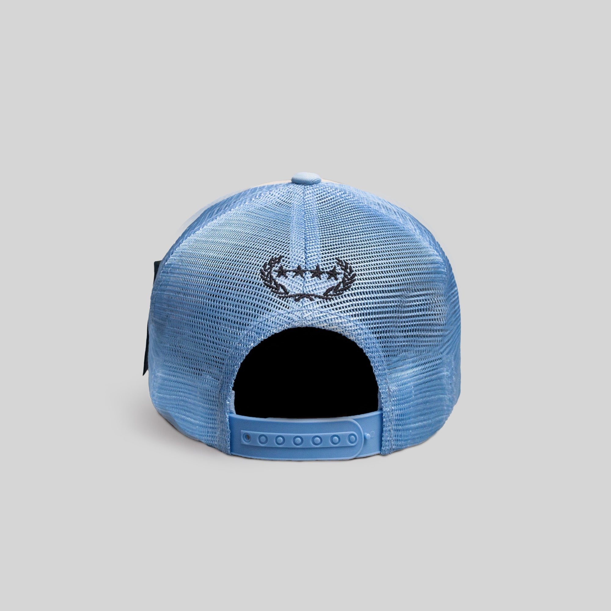 MIND YOUR BUSINESS SAND/UNI BLUE TRUCKER HAT