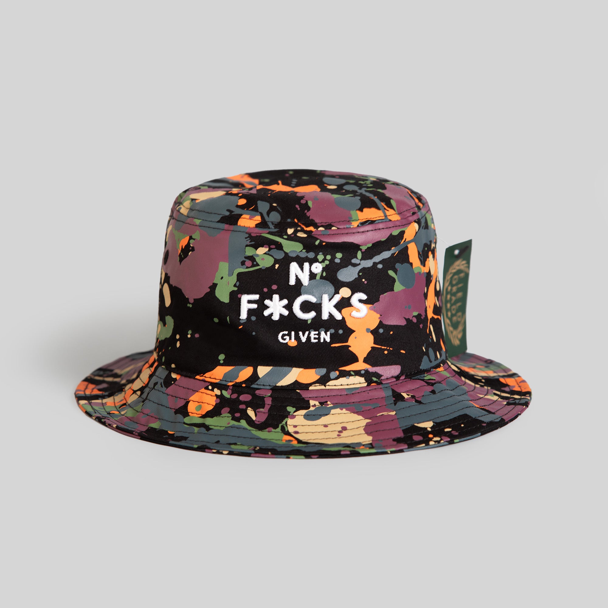 NO F*CKS GIVEN BLACK SPLATTER BUCKET HAT