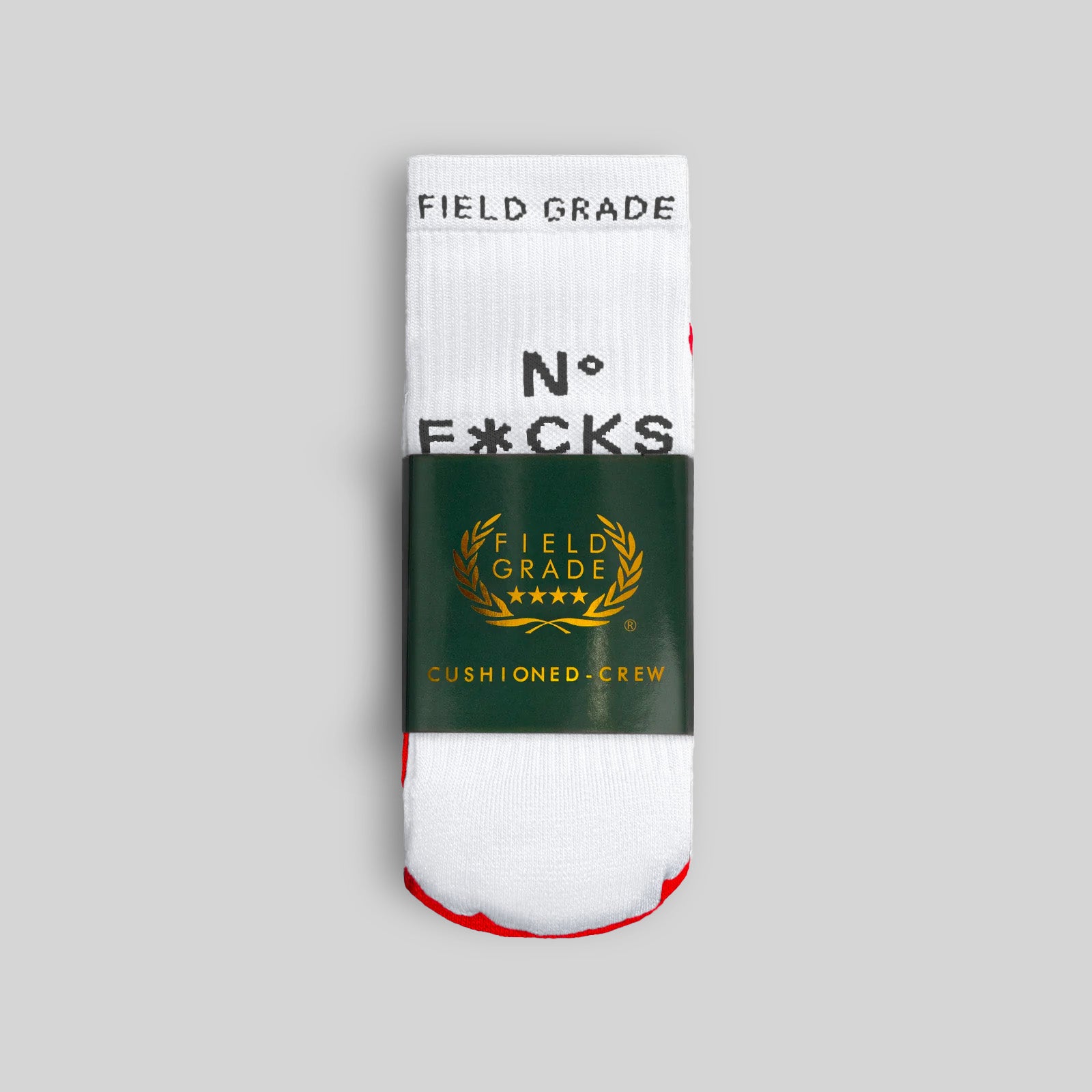 NO F*CKS GIVEN WHITE CUSHIONED CREW SOCKS