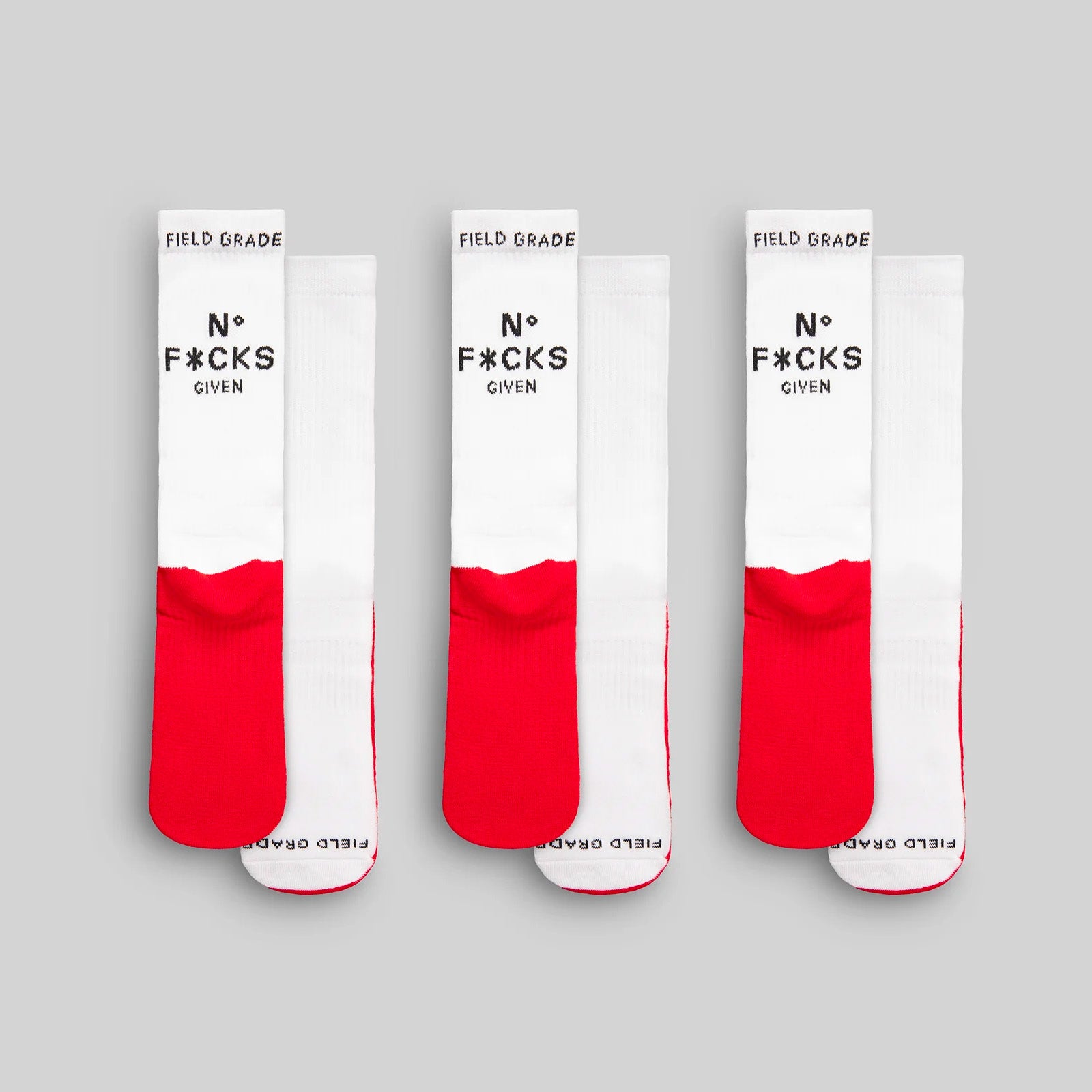 NO F*CKS GIVEN WHITE CUSHIONED CREW SOCK 3 PACK