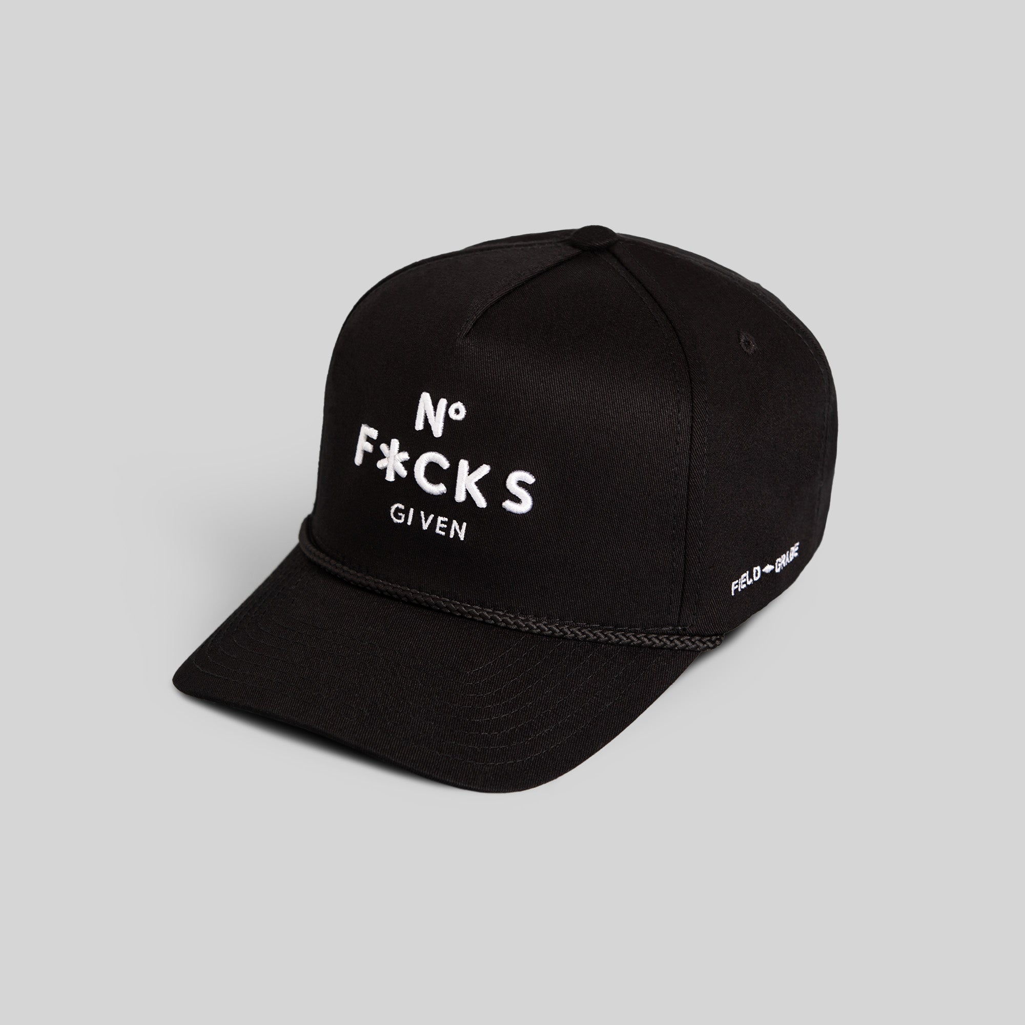 NO F*CKS GIVEN BLACK TWILL TRUCKER HAT