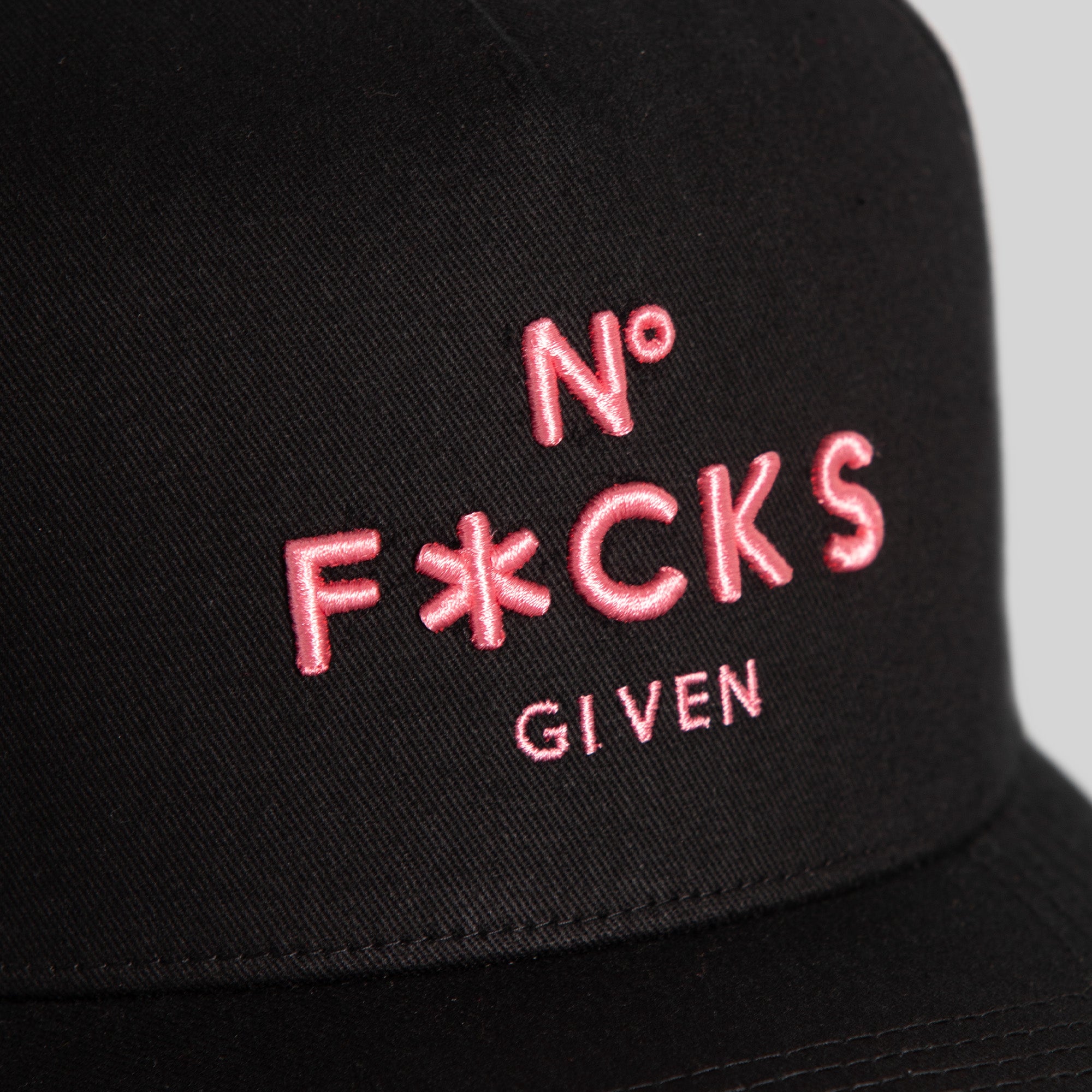 NO F*CKS GIVEN BLACK TWILL TRUCKER