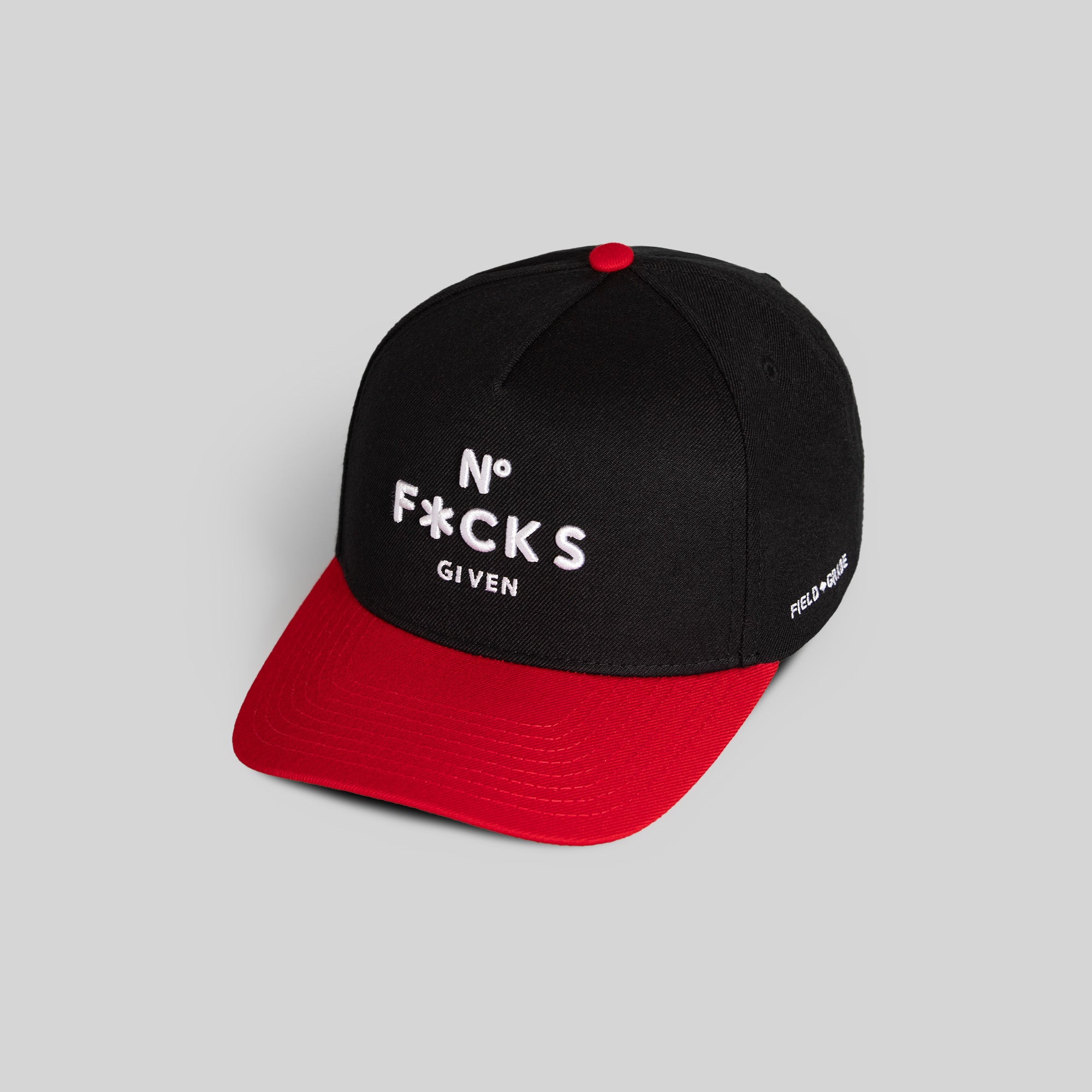 NO F*CKS GIVEN BLACK VARSITY RED TRUCKER