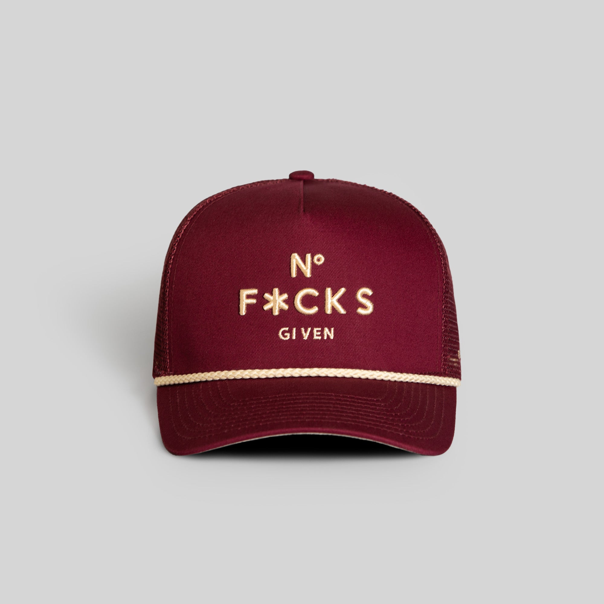 NO F*CKS GIVEN BORDEAUX TWILL MESH TRUCKER