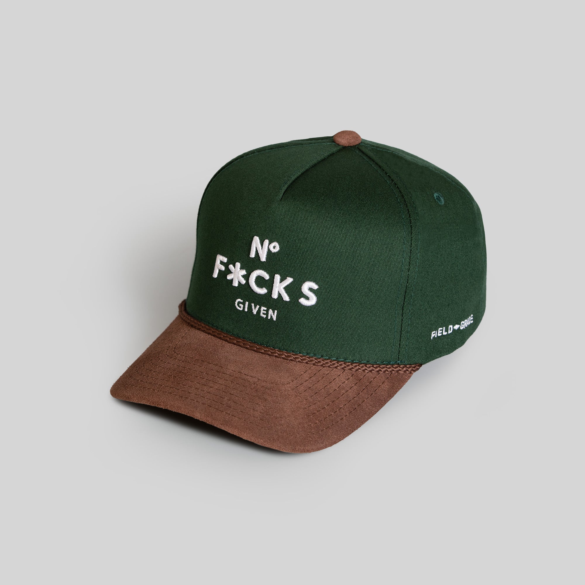 NO F*CKS GIVEN FG GREEN MOCHA TWILL SUEDE TRUCKER