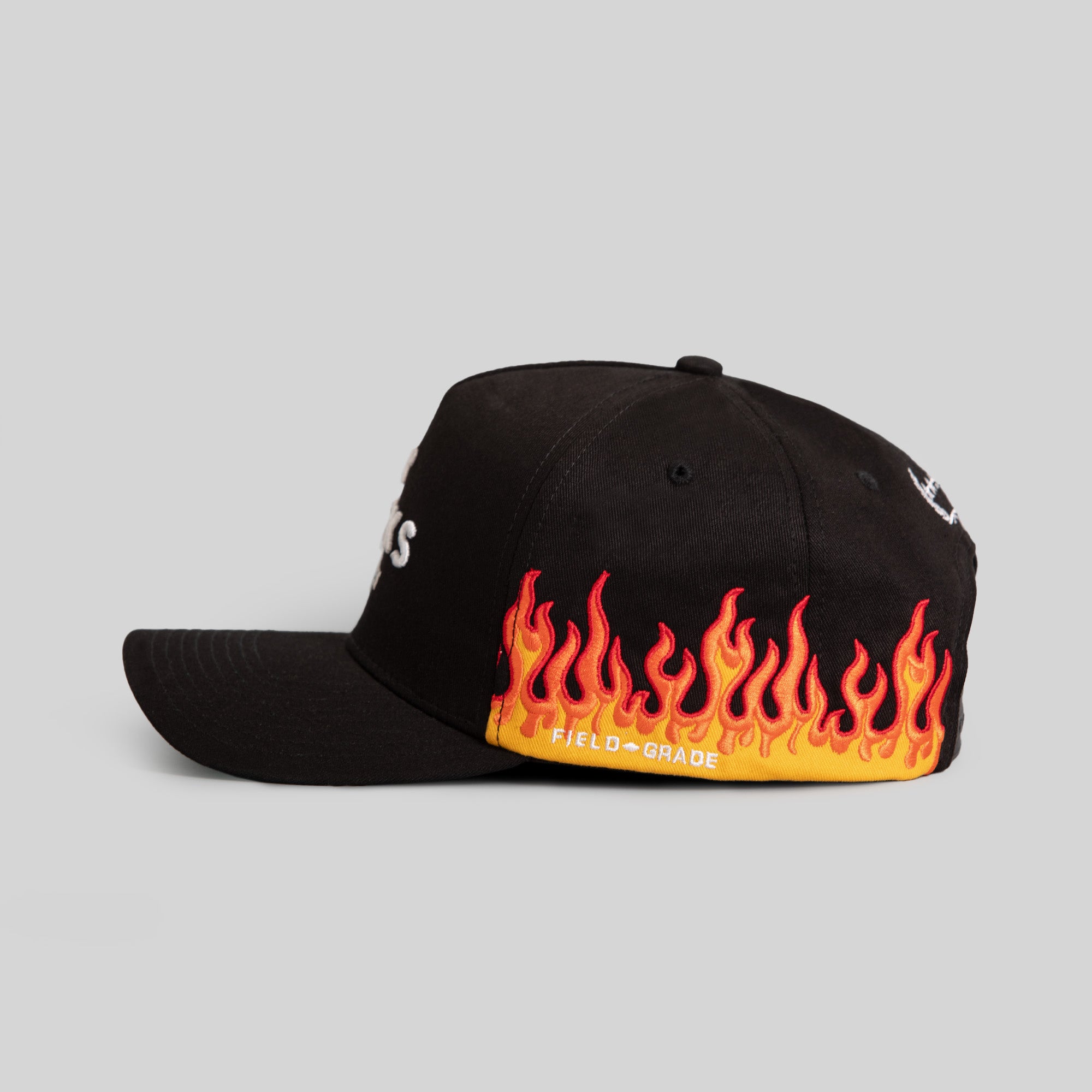 NO F*CKS GIVEN FLAMES BLACK TWILL TRUCKER