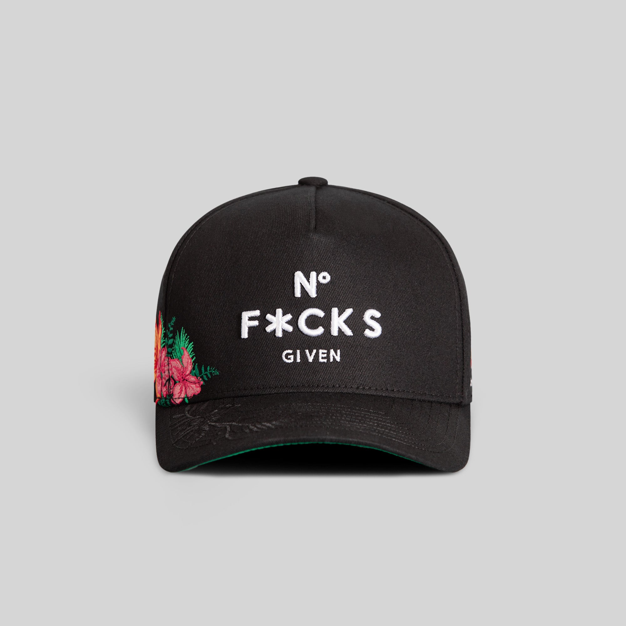 NO F*CKS GIVEN FLORAL BLACK TWILL TRUCKER