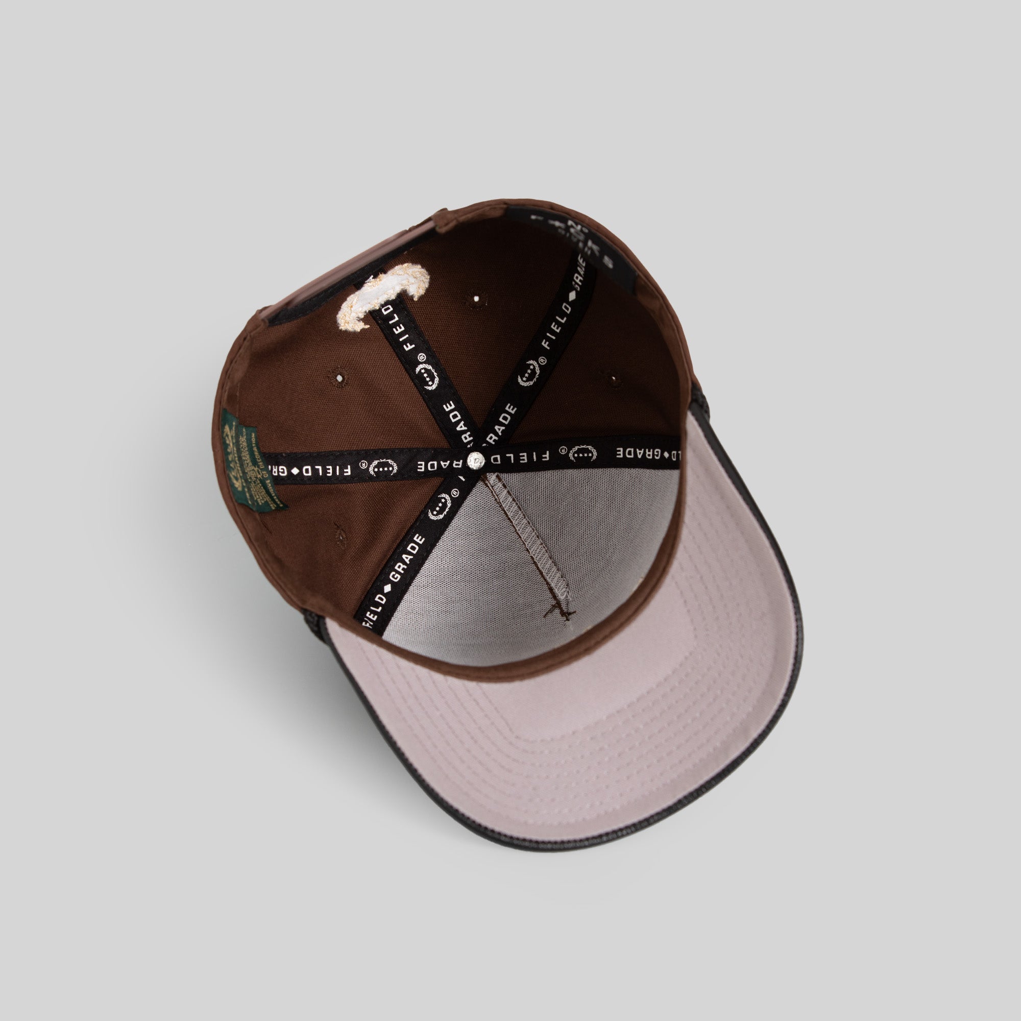 NO F*CKS GIVEN MOCHA BLACK DUCK CANVAS LEATHER TRUCKER HAT