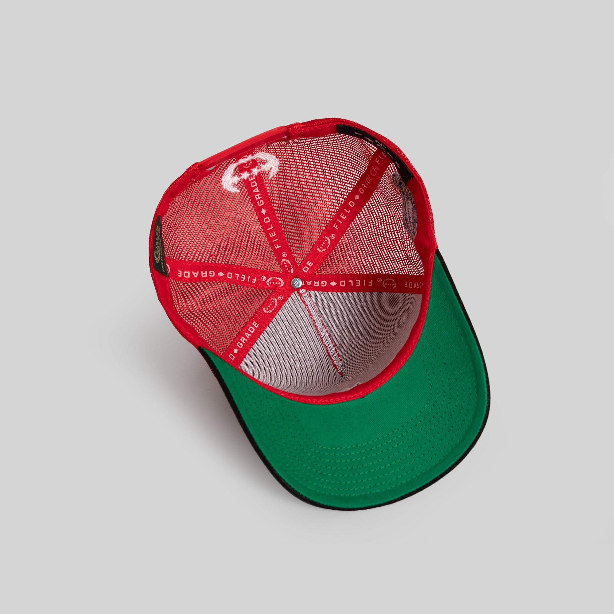 NO F*CKS GIVEN VARSITY RED BLACK TWILL MESH TRUCKER