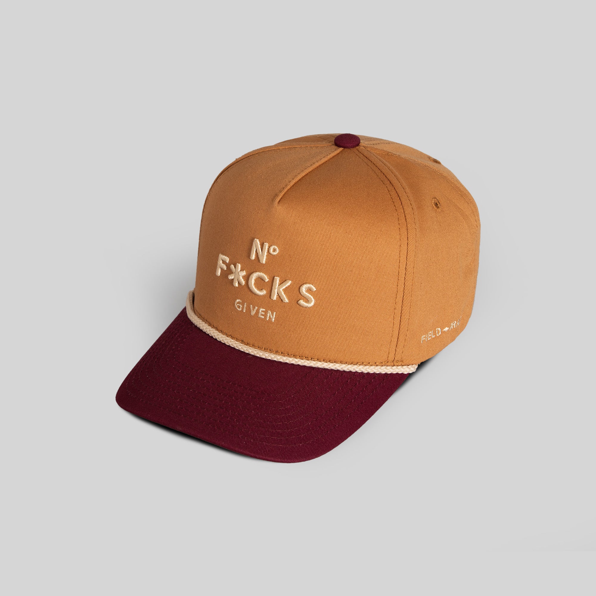NO F*CKS GIVEN WHEAT BORDEAUX TWILL TRUCKER