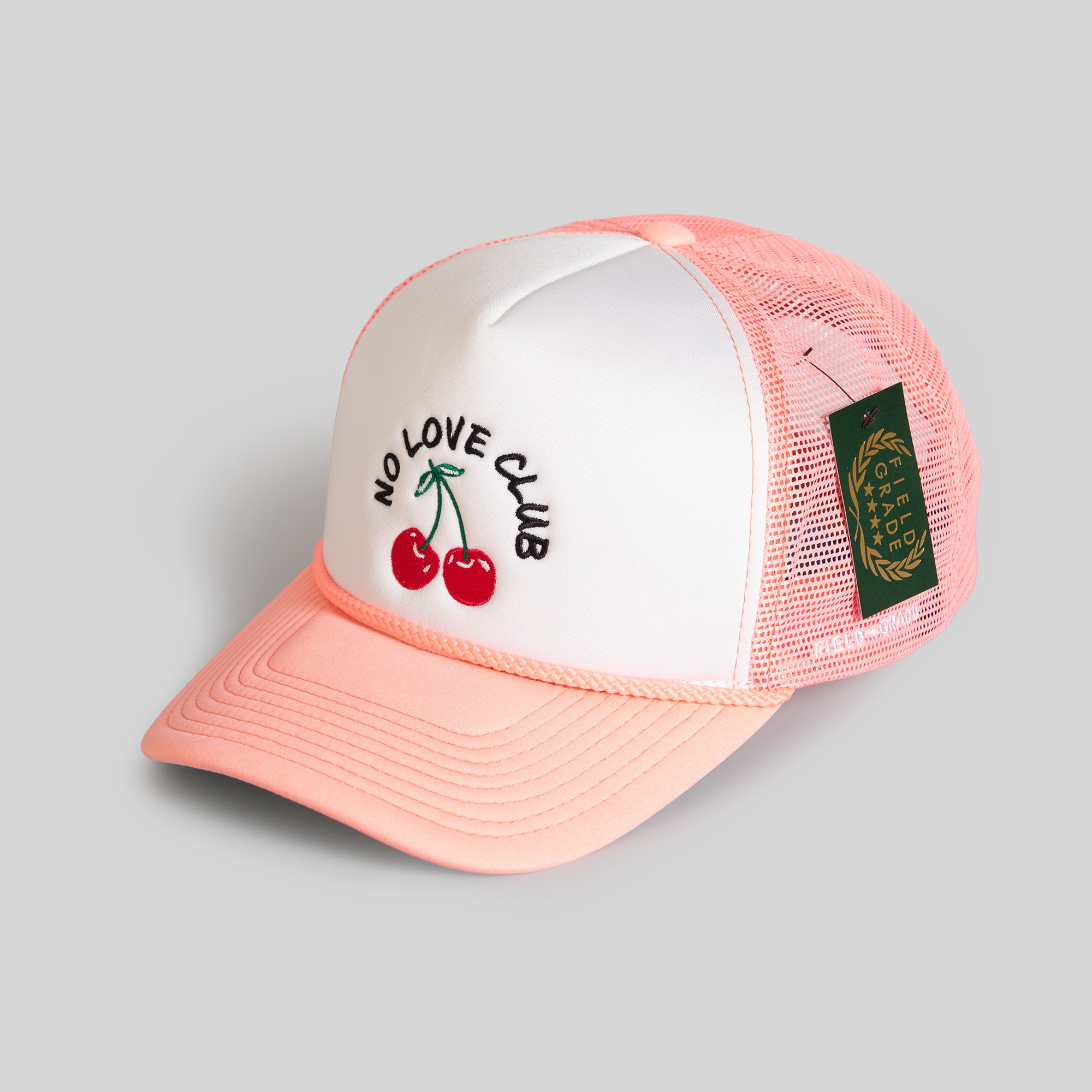 NO LOVE CLUB WHITE PINK TRUCKER HAT