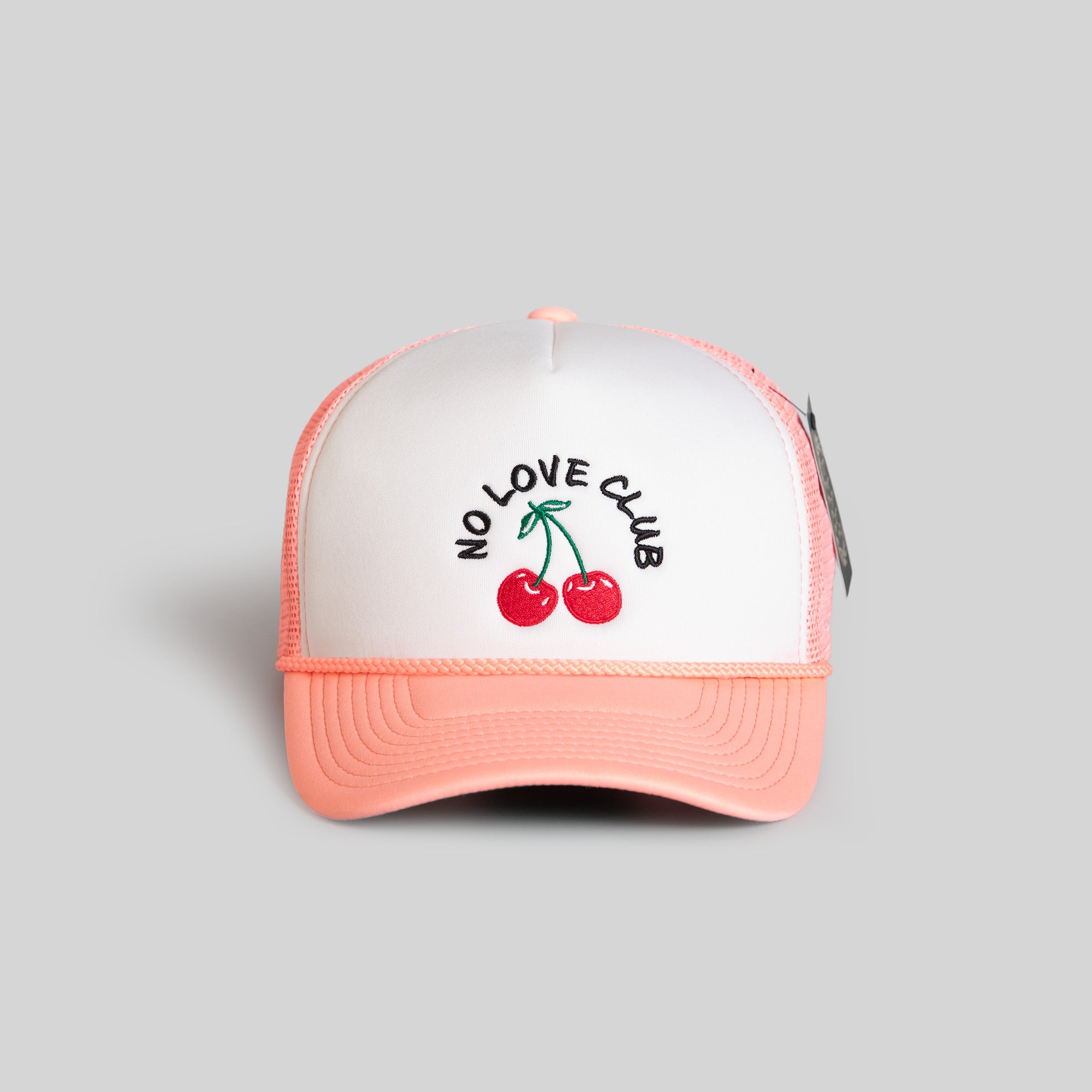 NO LOVE CLUB WHITE PINK TRUCKER HAT