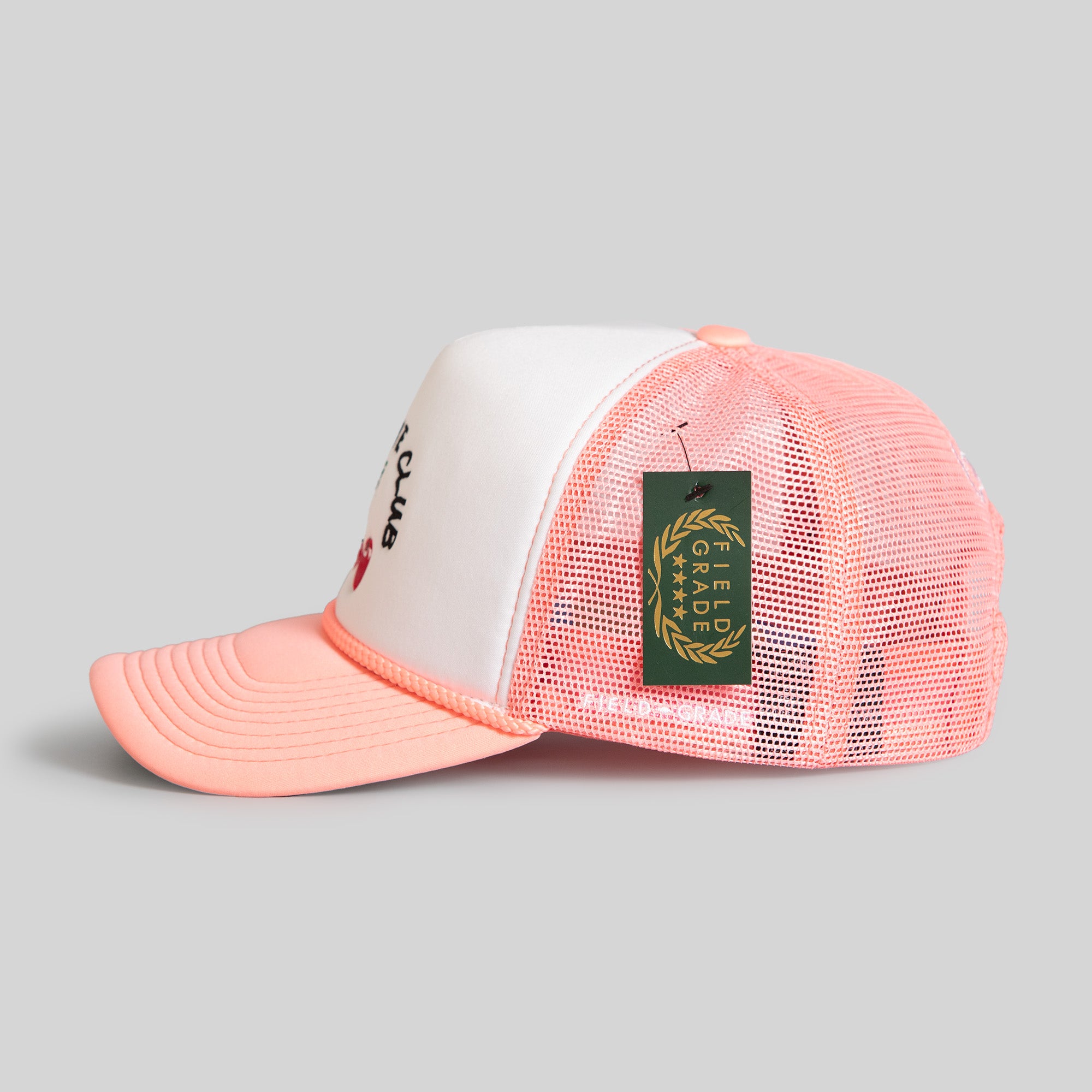 NO LOVE CLUB WHITE PINK TRUCKER HAT