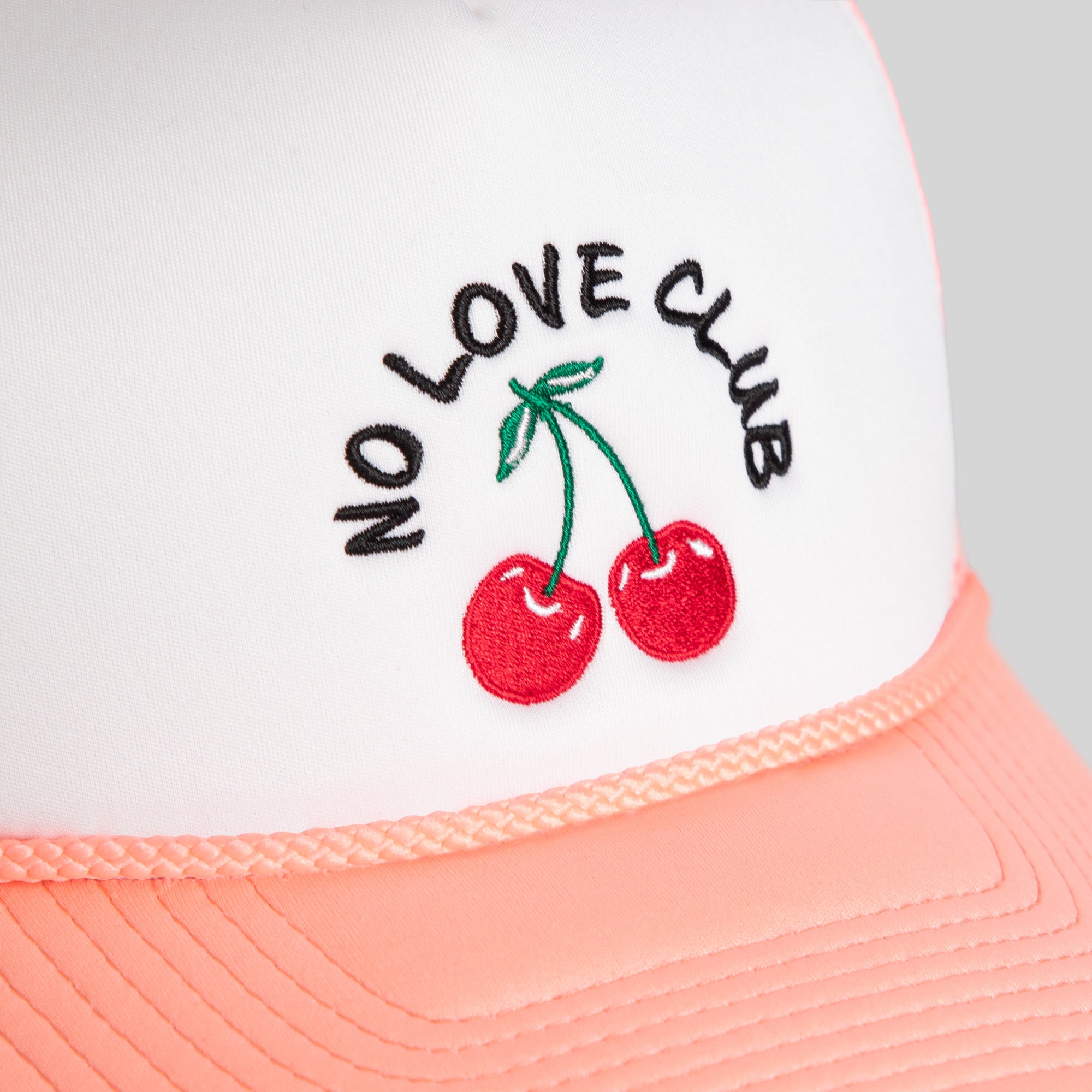 NO LOVE CLUB WHITE PINK TRUCKER HAT