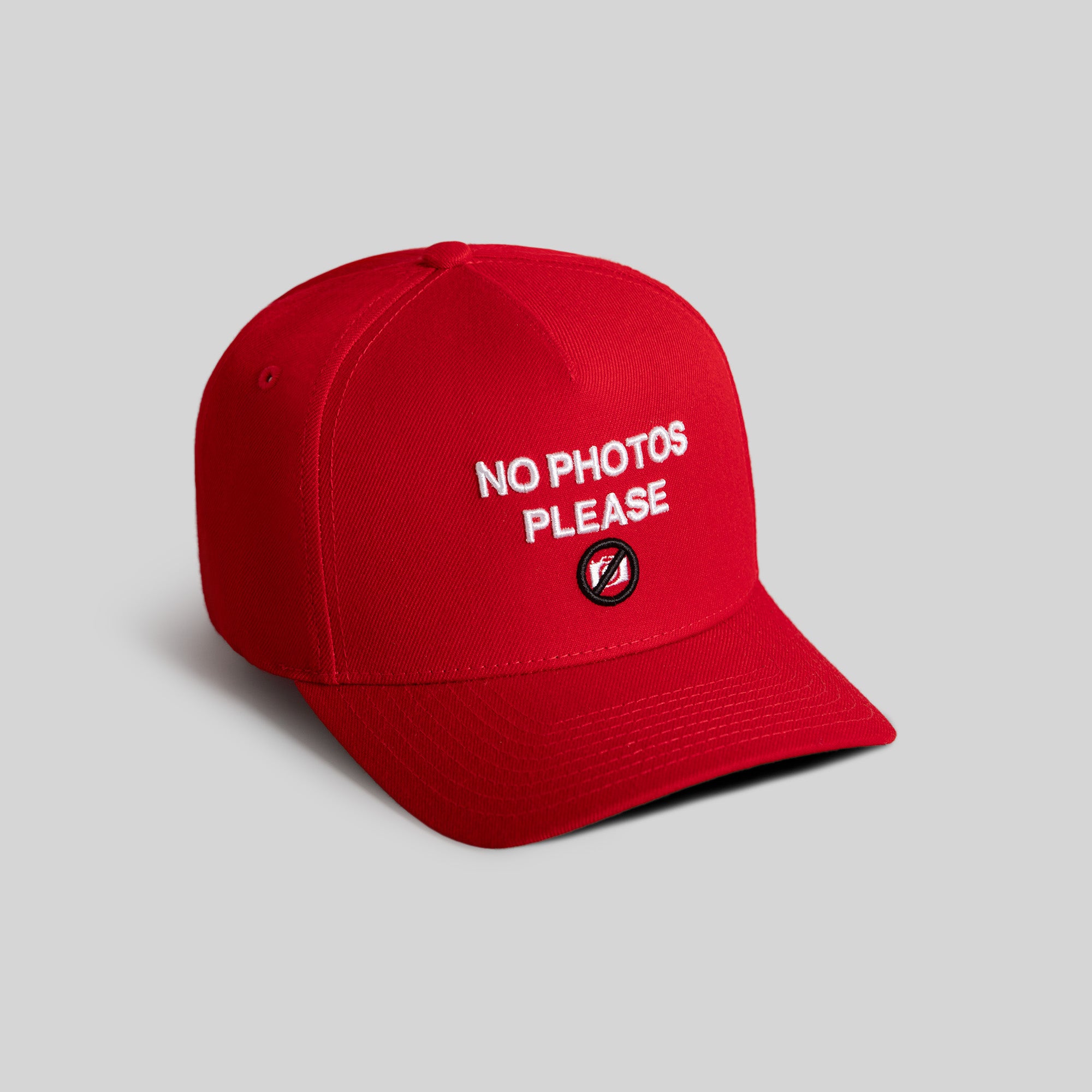 NO PHOTOS PLEASE VARSITY RED TRUCKER