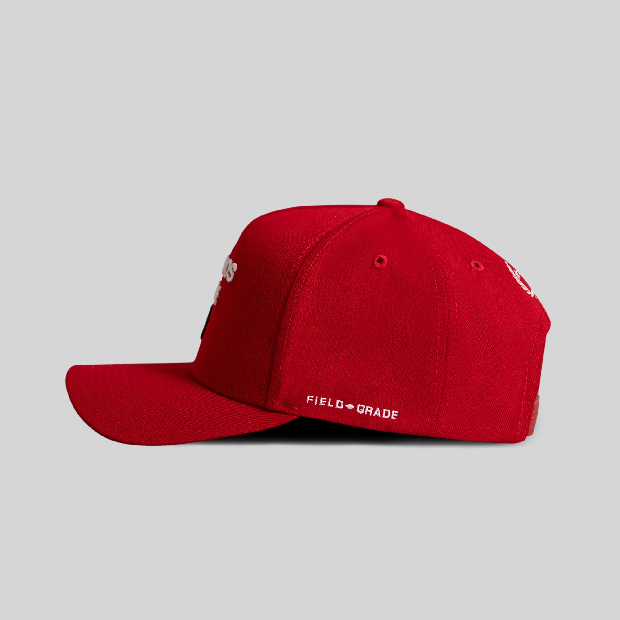 NO PHOTOS PLEASE VARSITY RED TRUCKER