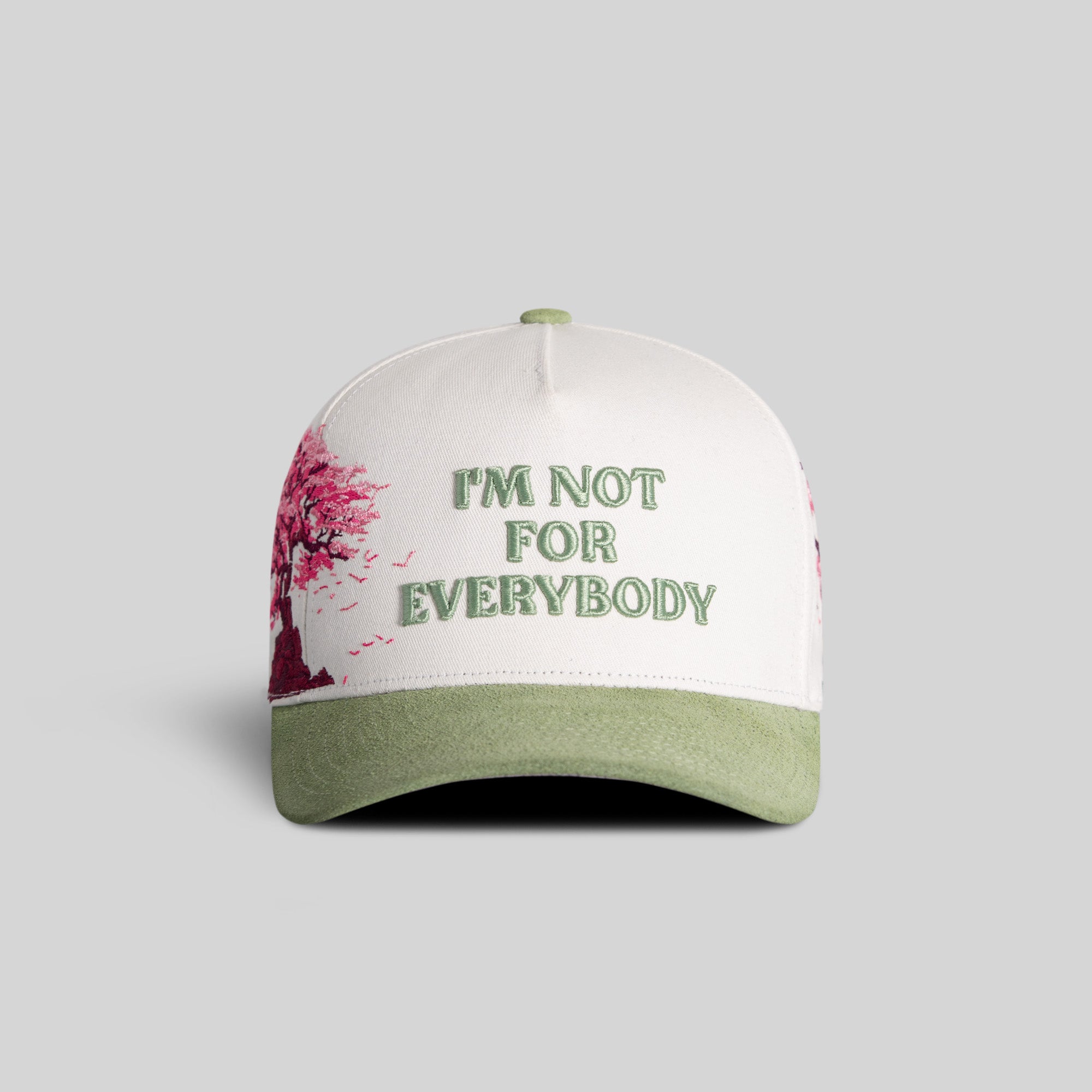 I'M NOT FOR EVERYBODY CHERRY BLOSSOM TWILL SUEDE TRUCKER