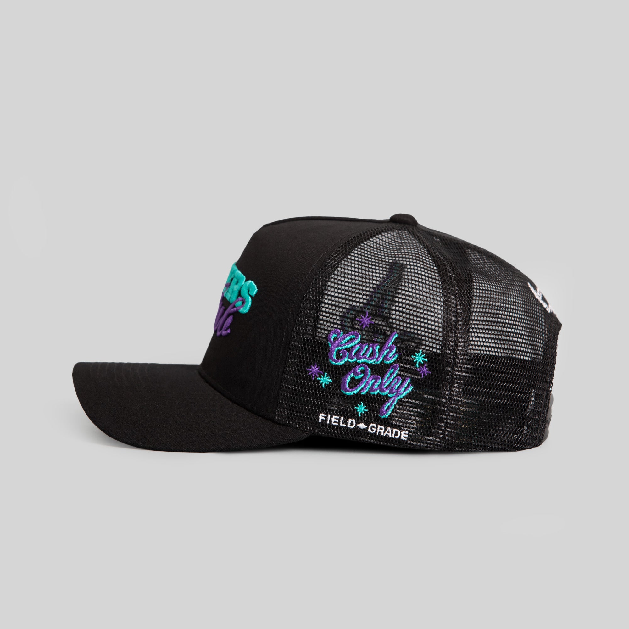 PLAYERS CLUB BLACK TWILL MESH TRUCKER