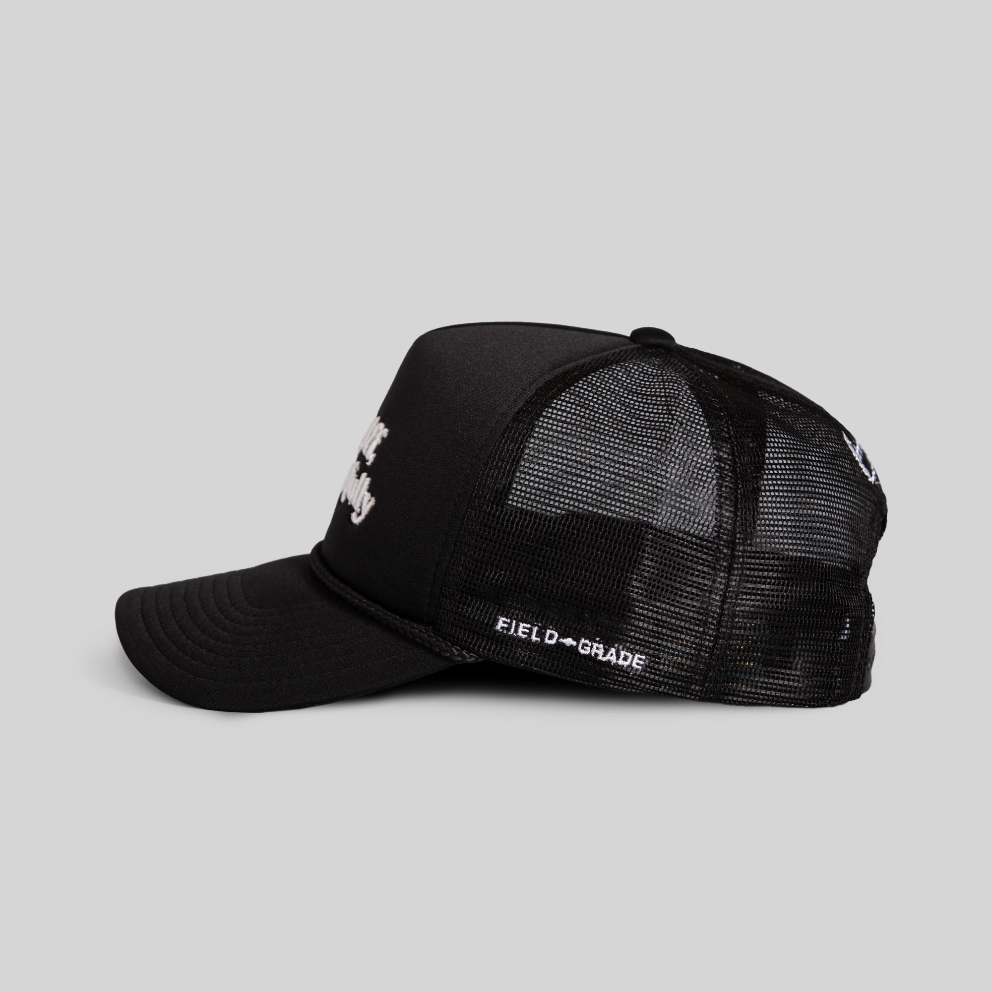 RESPECTFULLY BLACK FOAM MESHBACK TRUCKER HAT