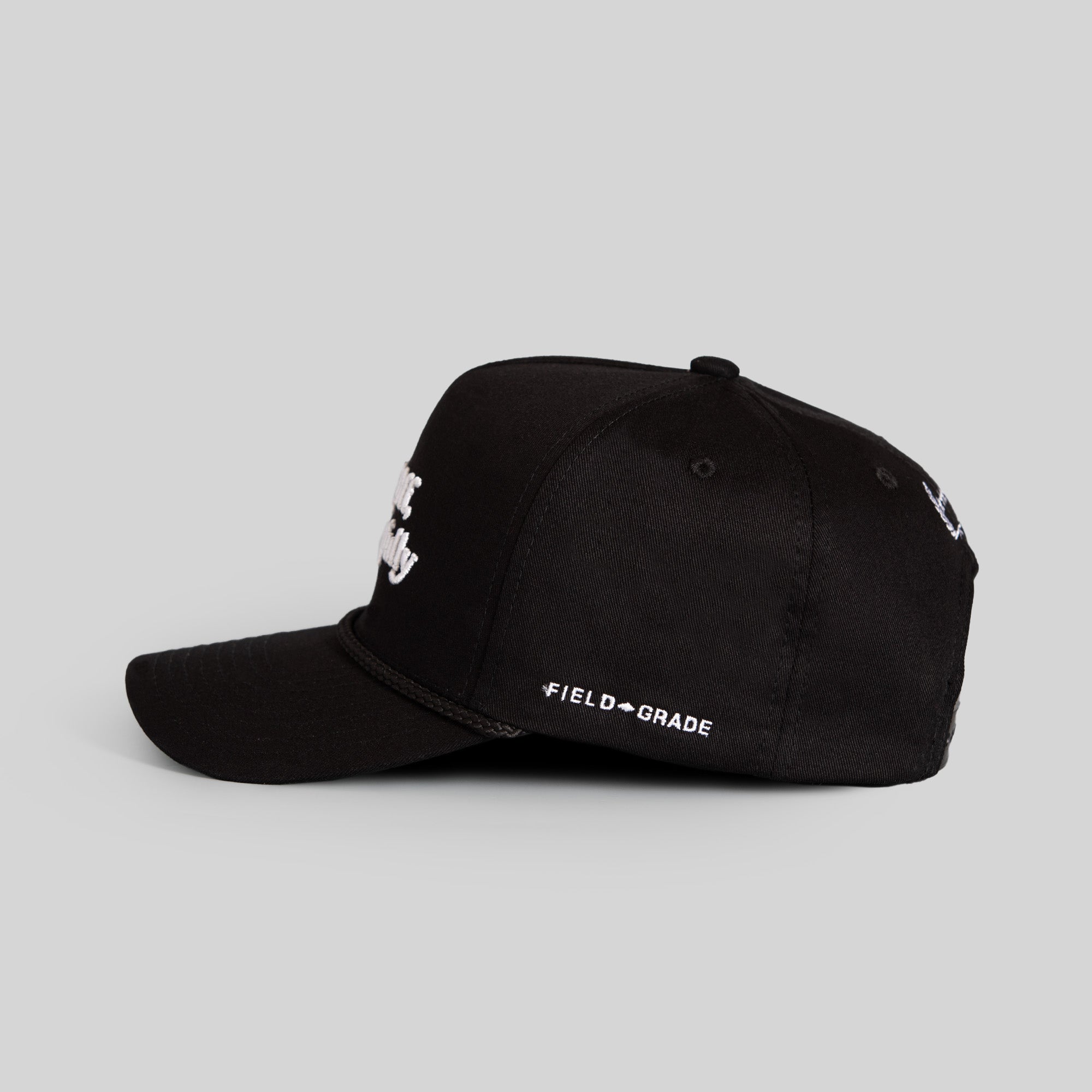 RESPECTFULLY BLACK TWILL TRUCKER HAT