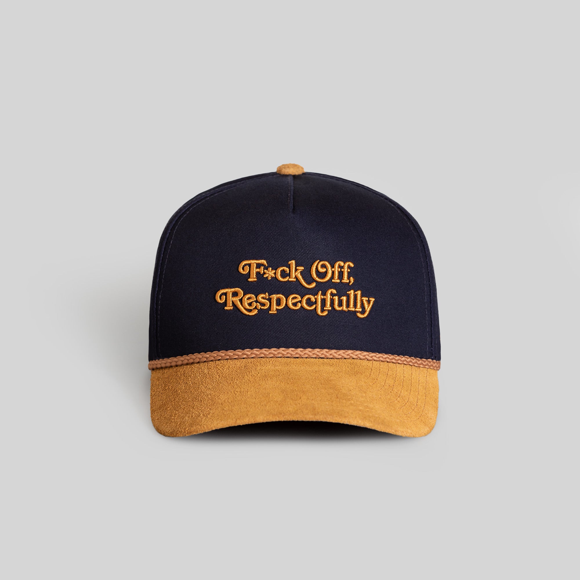 RESPECTFULLY DEEP NAVY WHEAT TWILL SUEDE TRUCKER